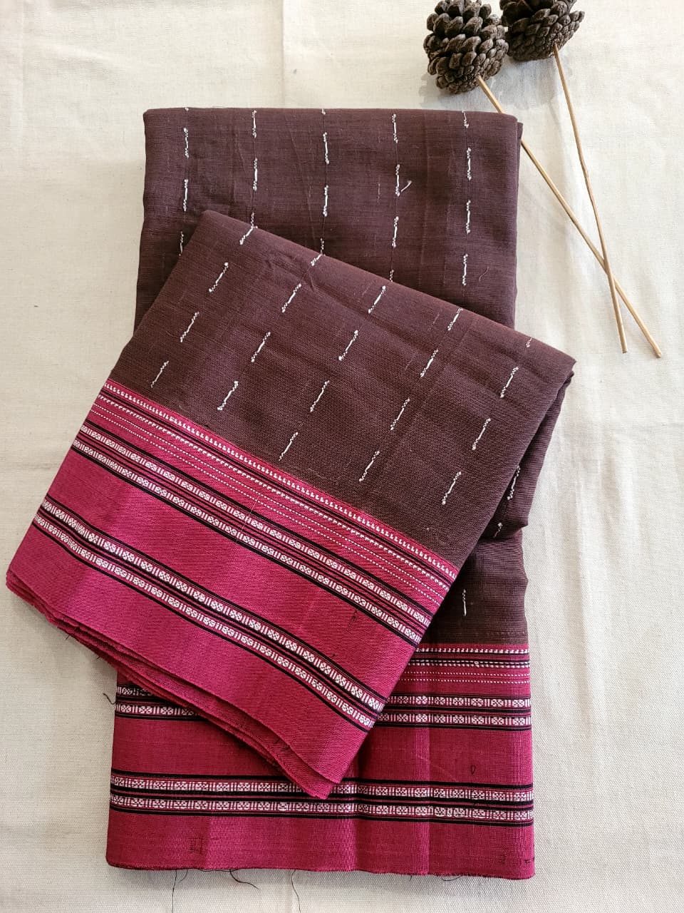 Brown Ilkal Cotton Saree Silk Pallu