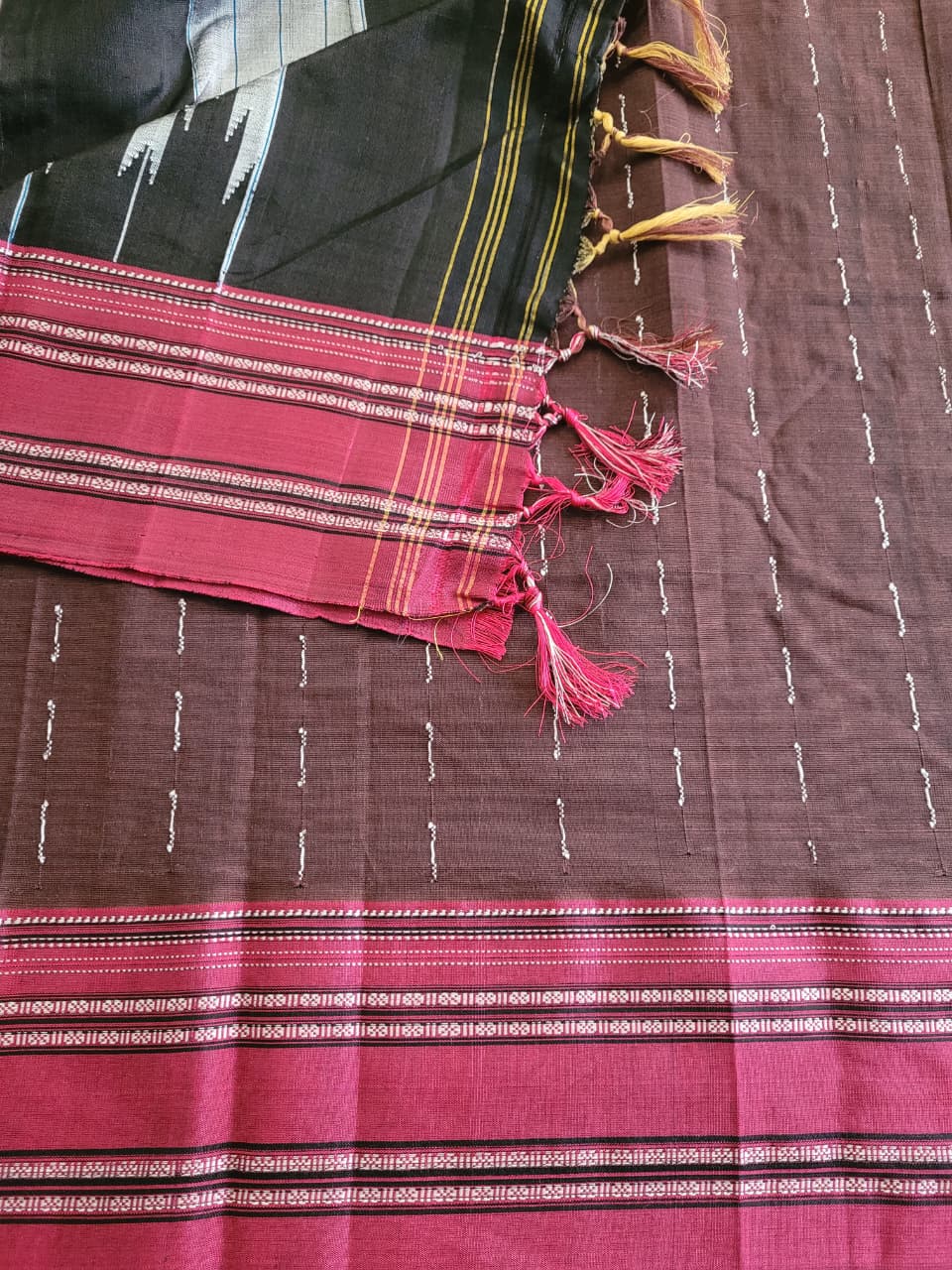 Brown Ilkal Cotton Saree Silk Pallu