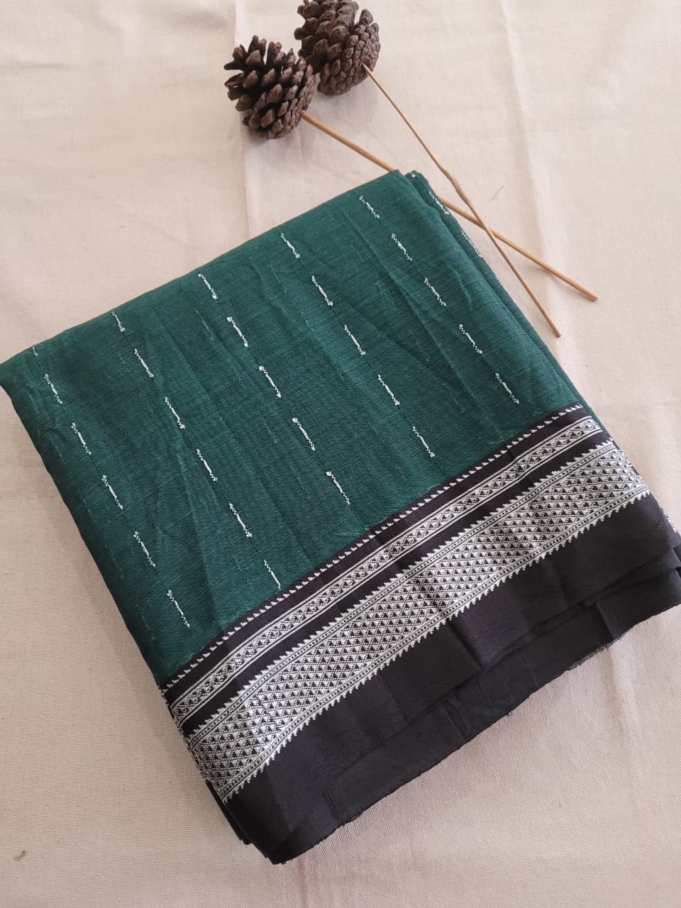 Green2 Ilkal Cotton Saree Silk Pallu