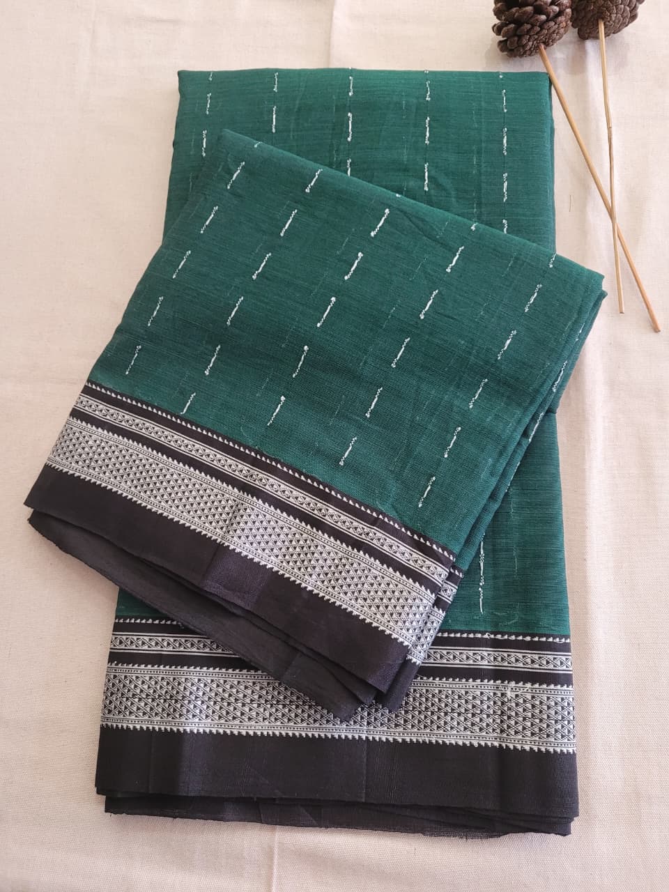 Green2 Ilkal Cotton Saree Silk Pallu