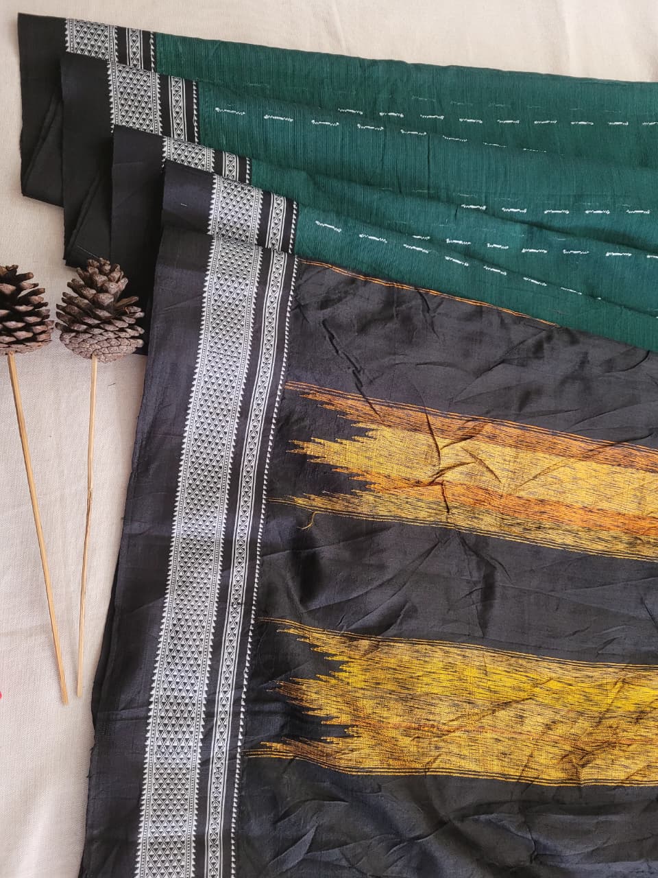 Green2 Ilkal Cotton Saree Silk Pallu