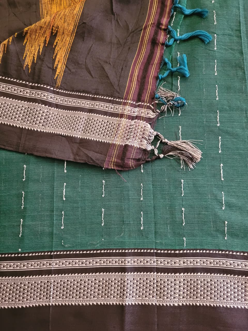 Green2 Ilkal Cotton Saree Silk Pallu