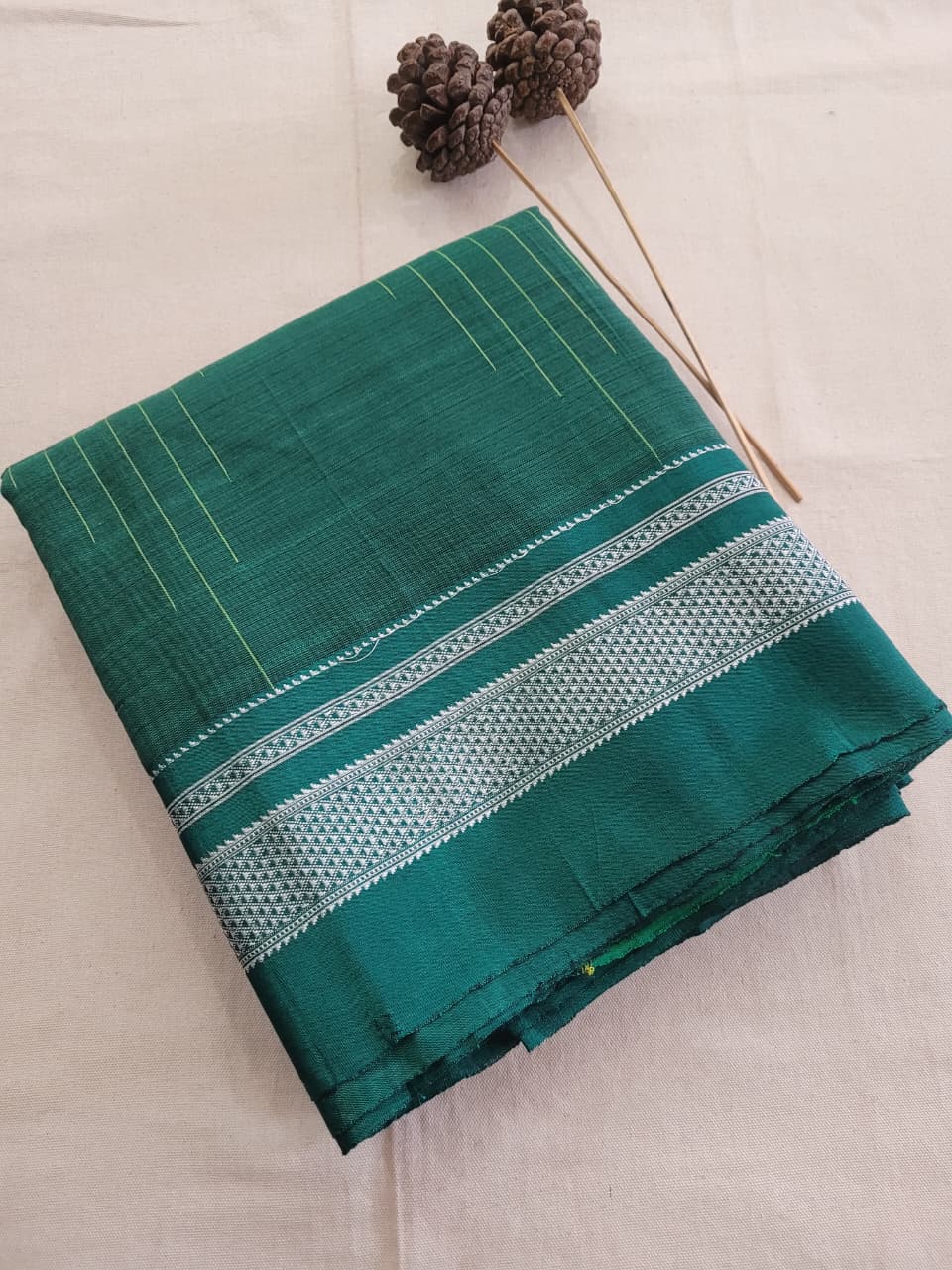 Green3 Ilkal Cotton Saree Silk Pallu