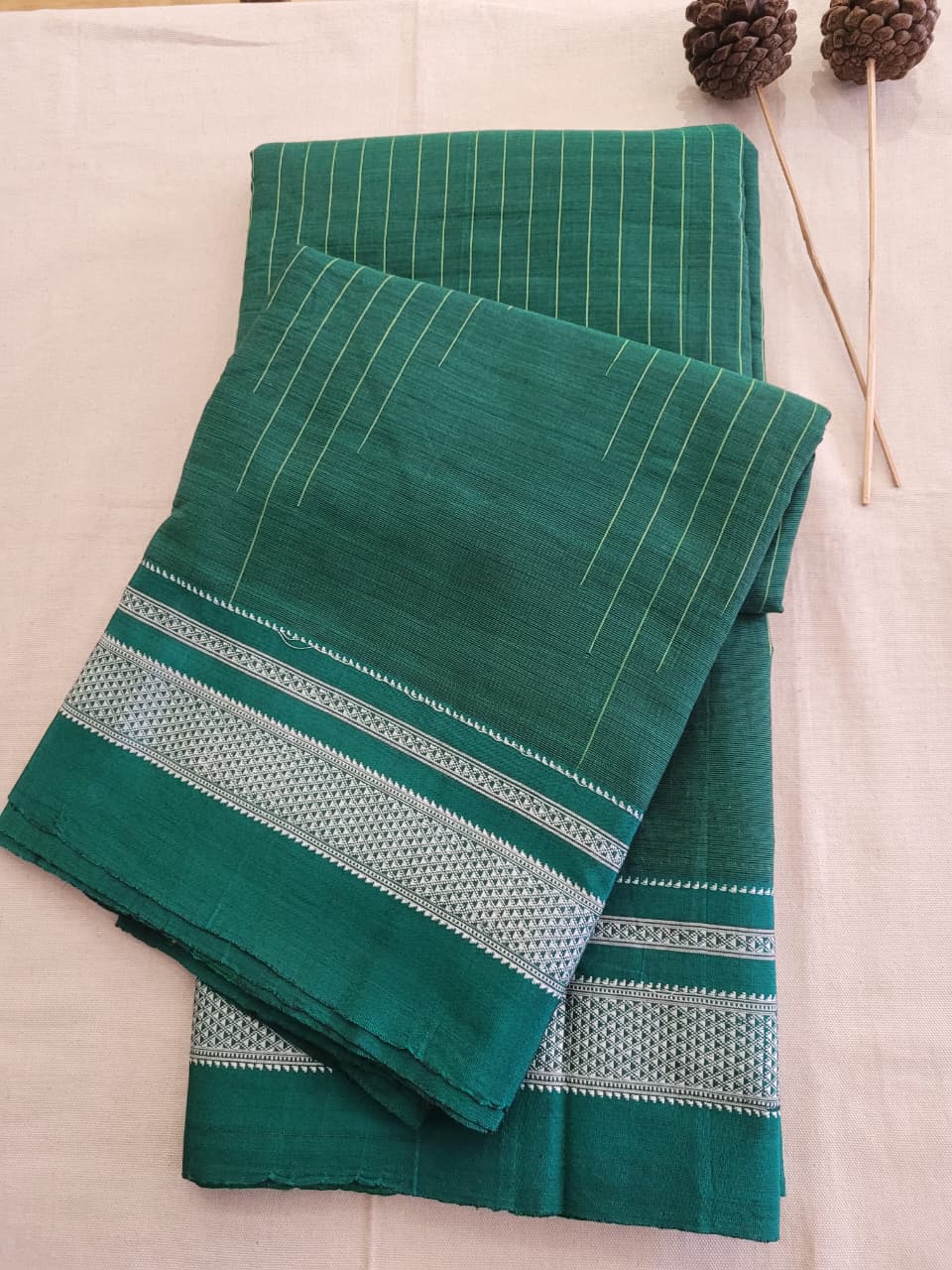 Green3 Ilkal Cotton Saree Silk Pallu