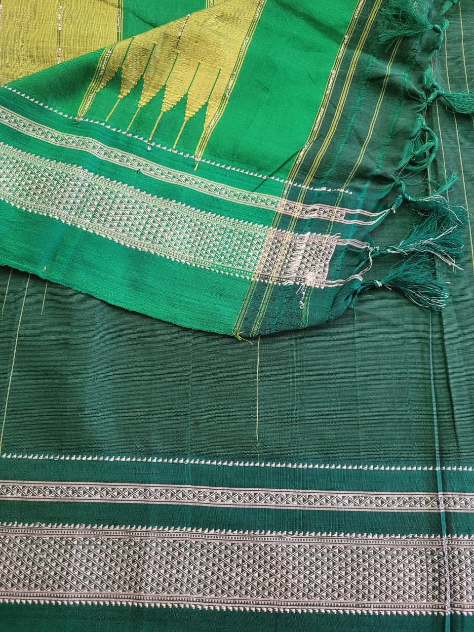 Green3 Ilkal Cotton Saree Silk Pallu