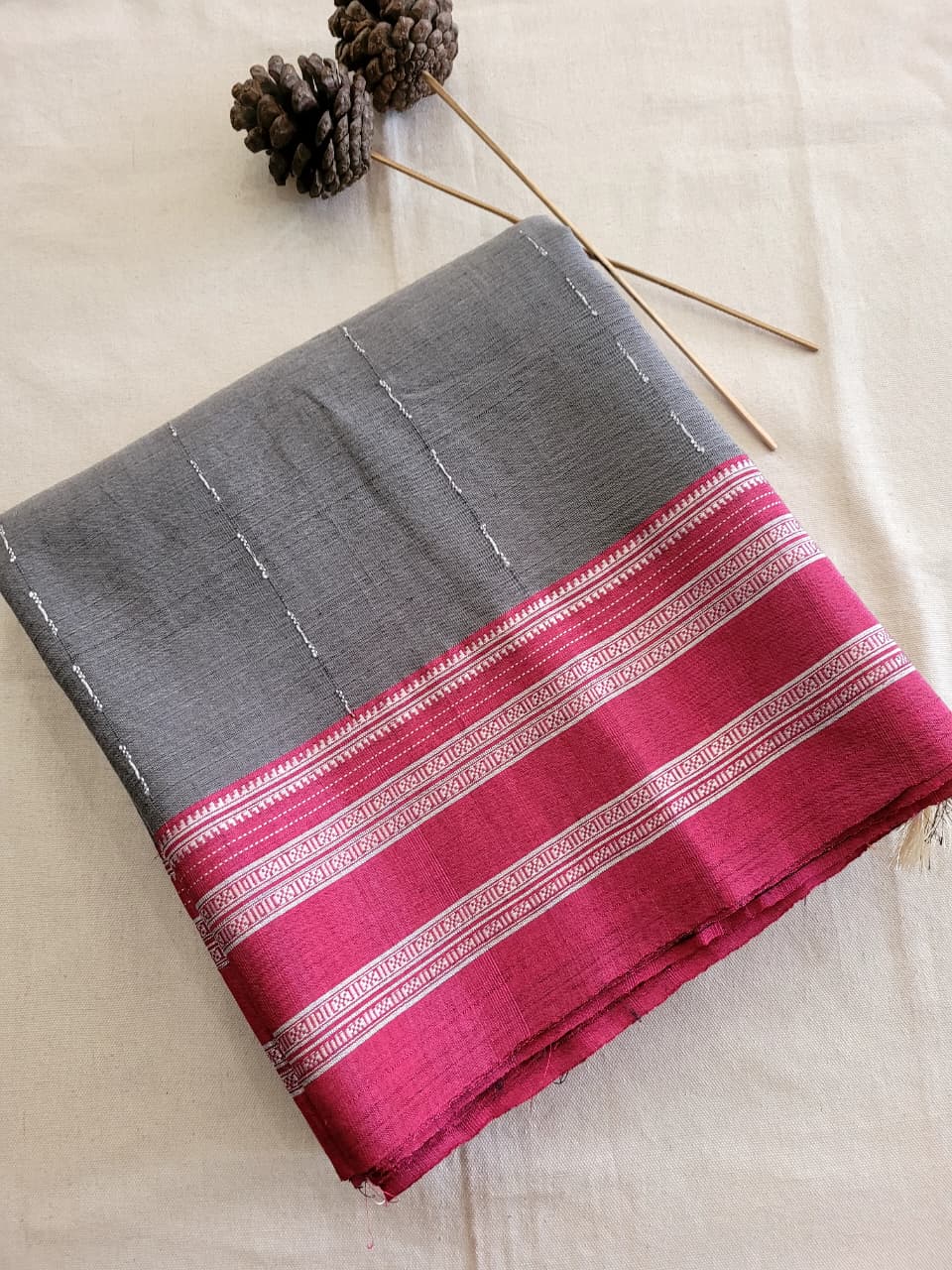 Grey Ilkal Cotton Saree