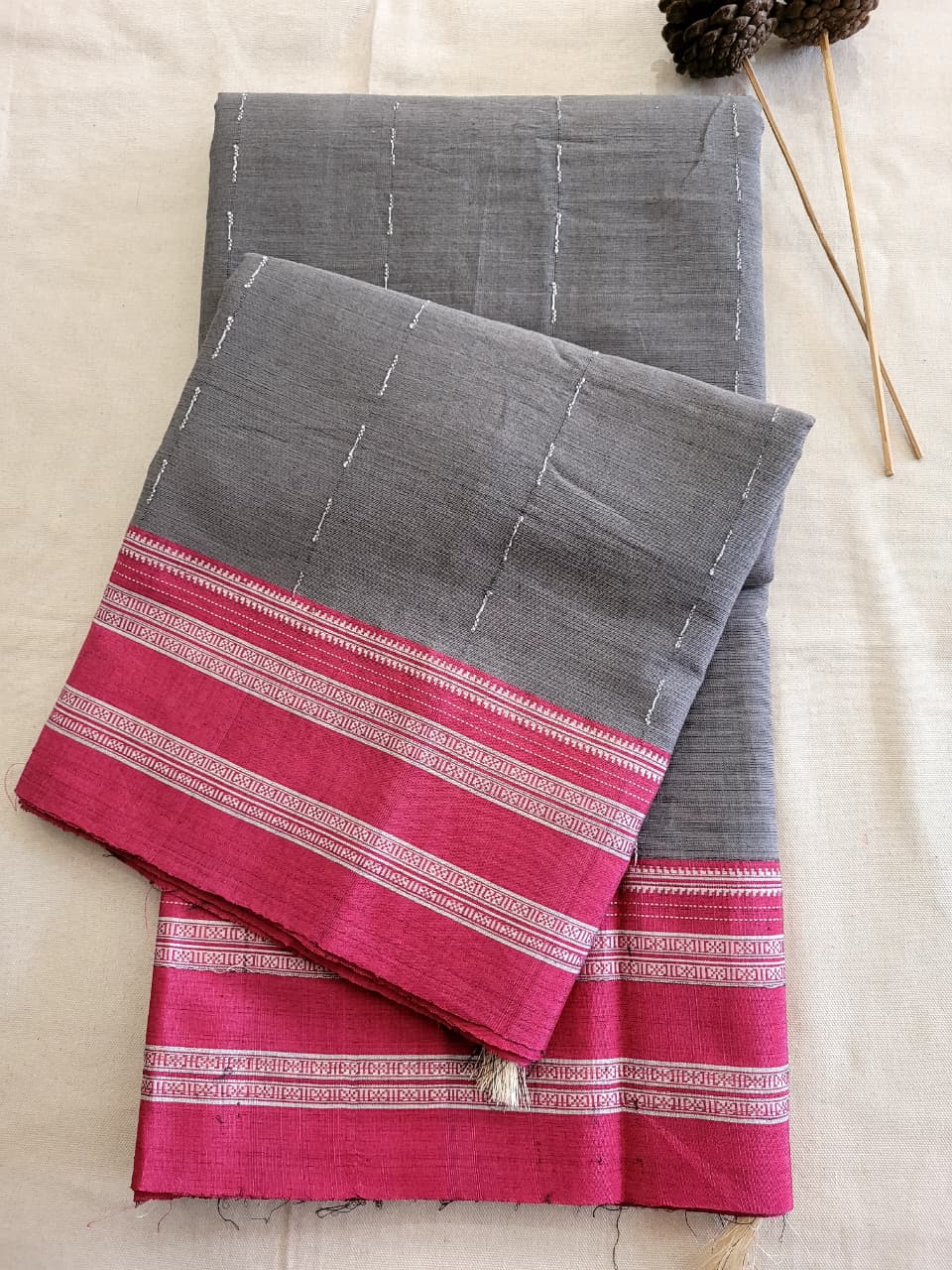 Grey Ilkal Cotton Saree
