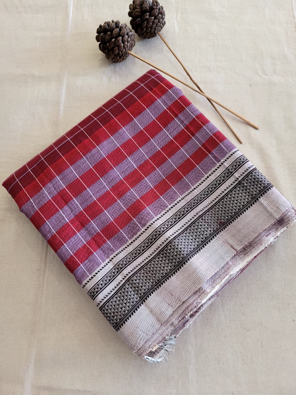 Red1 Ilkal Cotton Saree Silk Pallu