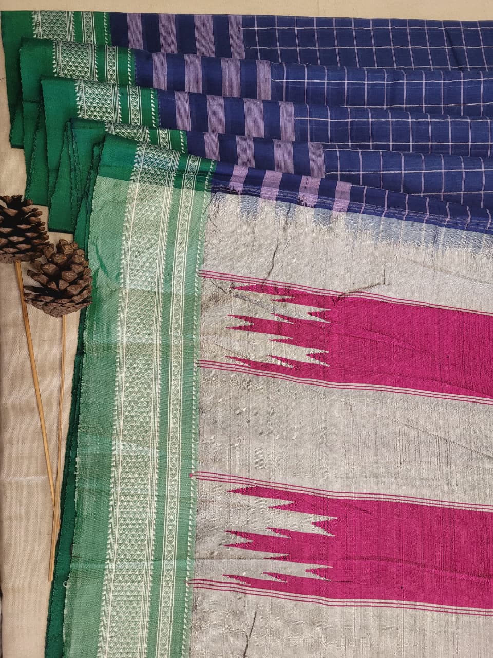 Blue Ilkal Cotton Saree Silk Pallu