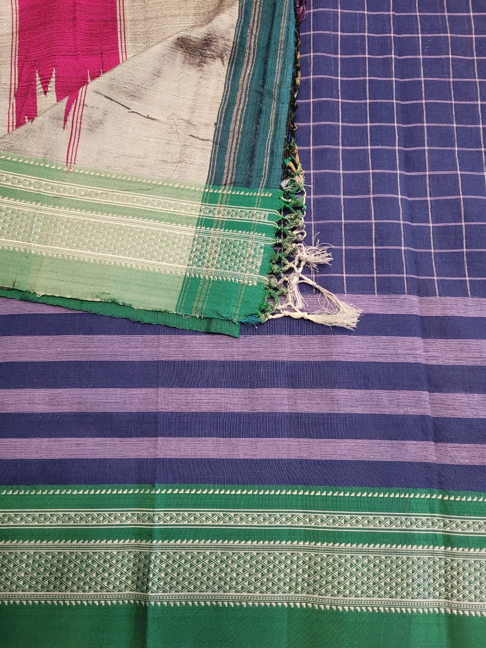 Blue Ilkal Cotton Saree Silk Pallu