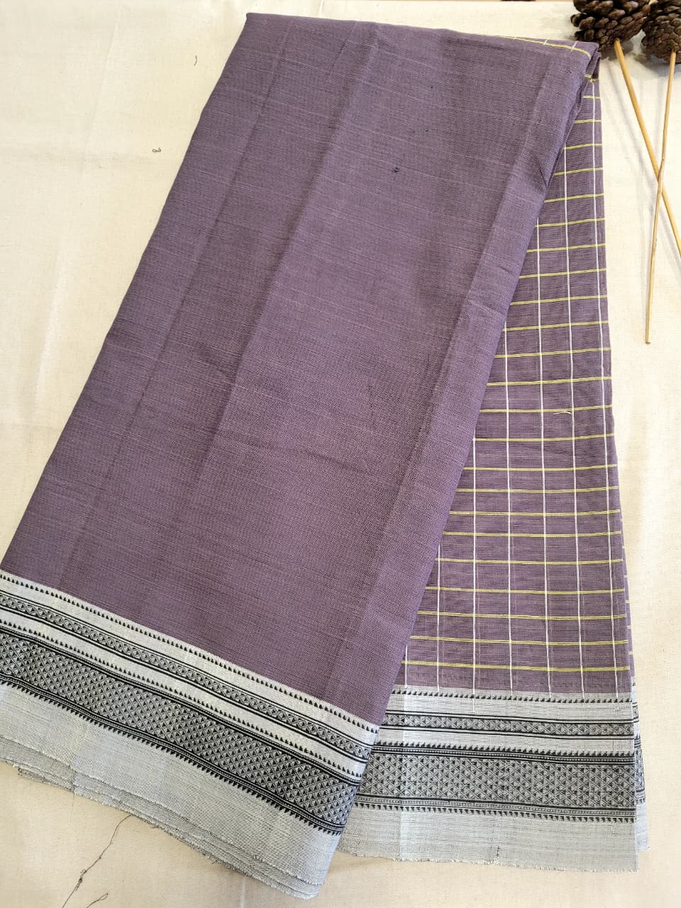 Brown Ilkal Cotton Saree Silk Pallu