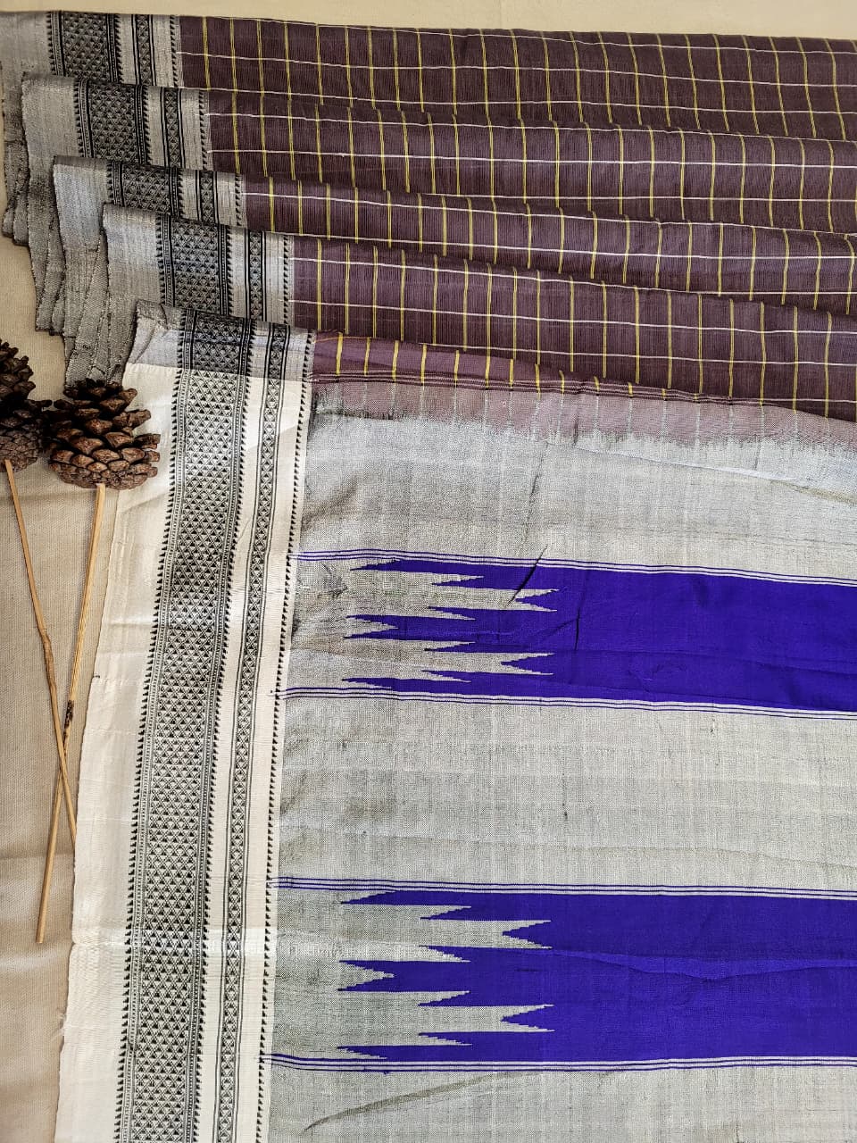 Brown Ilkal Cotton Saree Silk Pallu