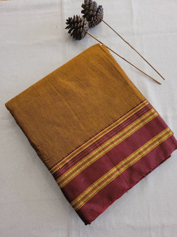 Mustard Ilkal Viscose Saree Silk Pallu