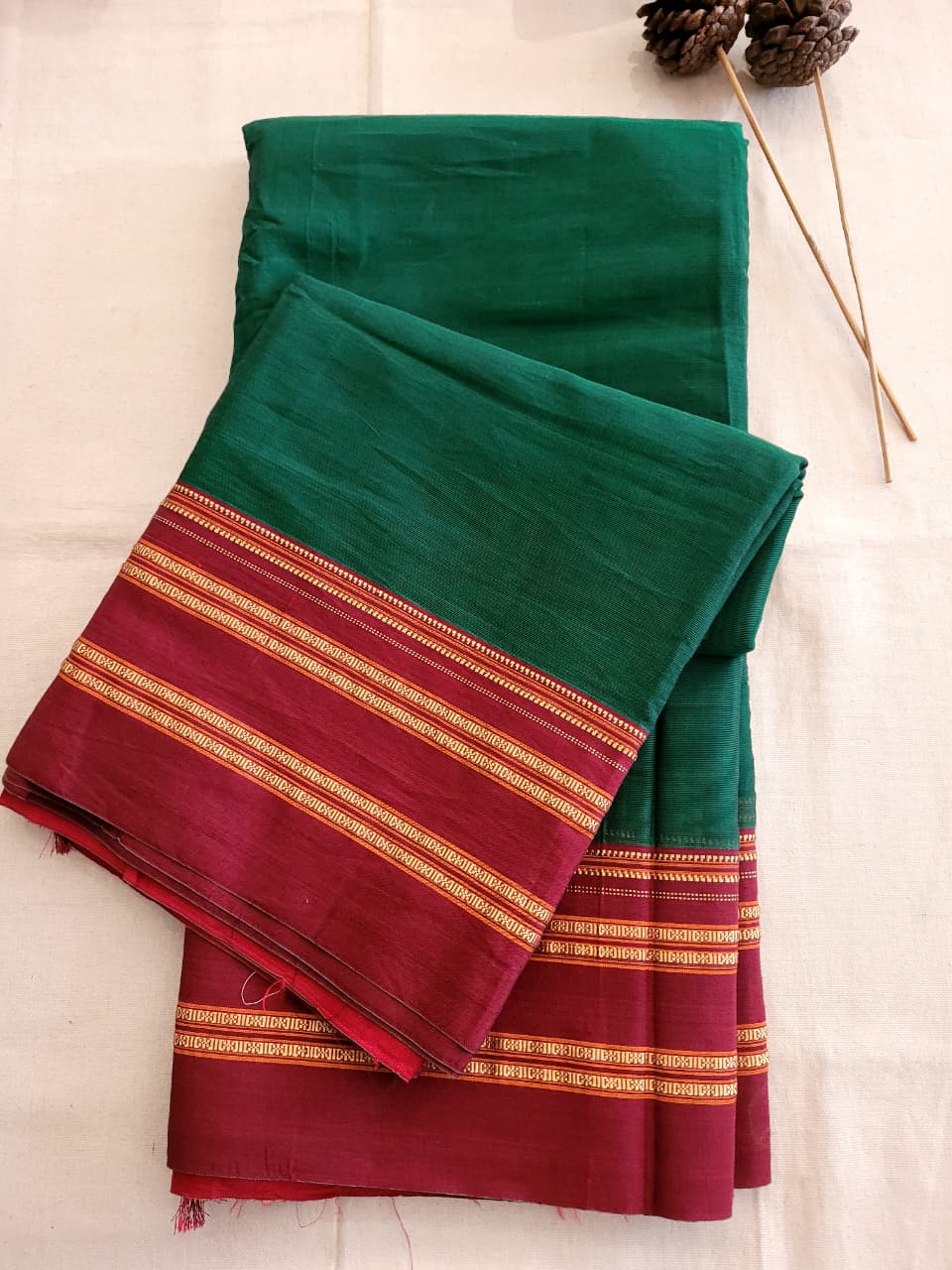 Green Ilkal Viscose Saree Silk Pallu