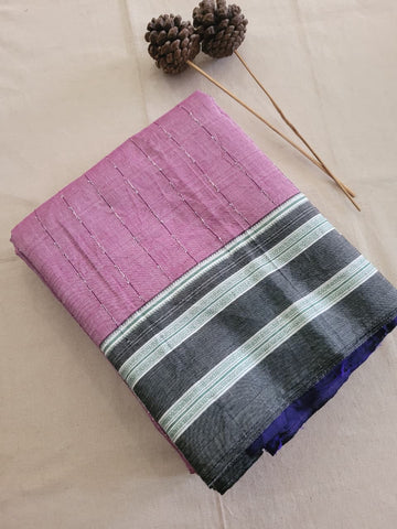 Lavender Ilkal Cotton Saree Silk Pallu