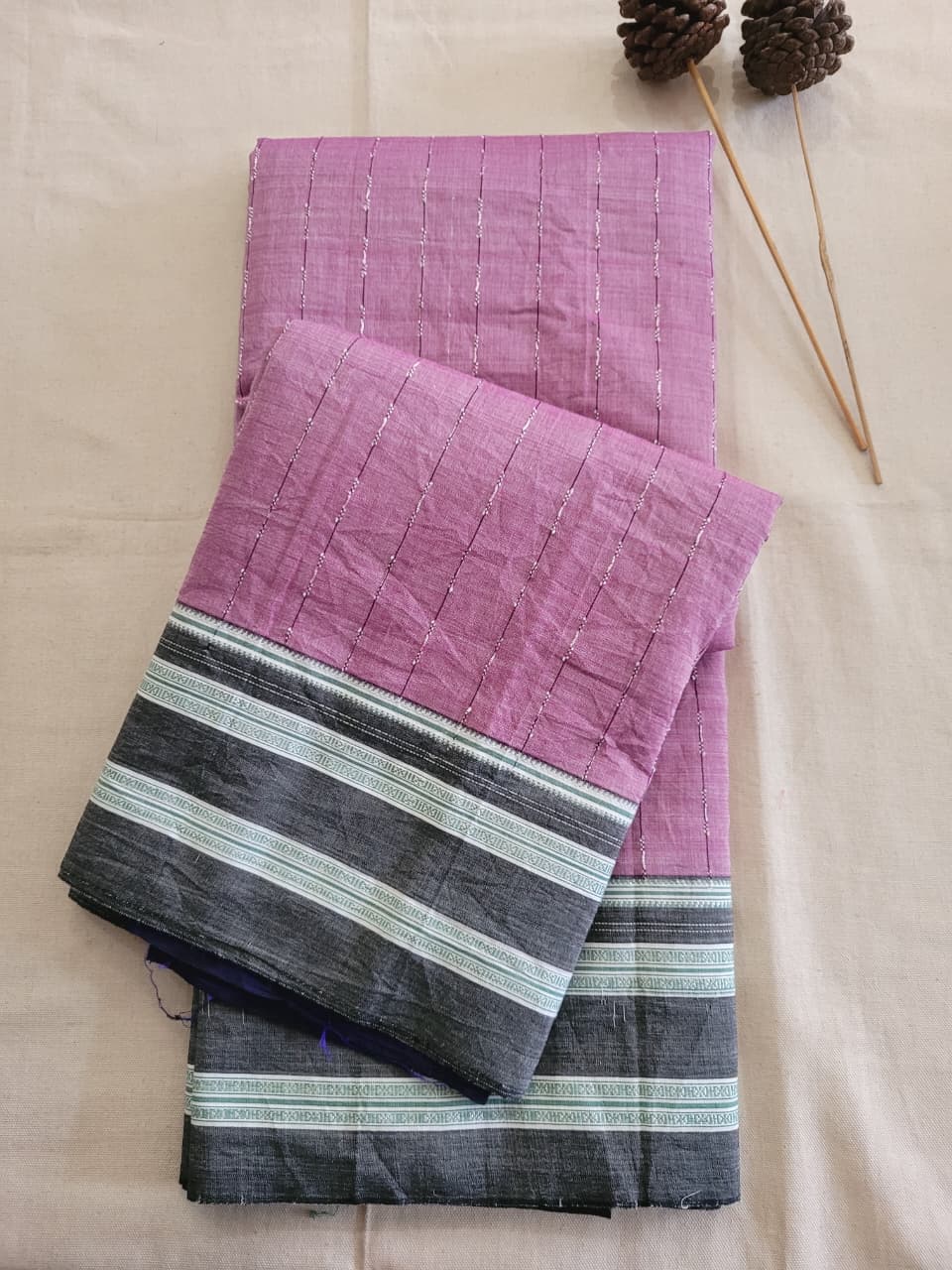 Lavender Ilkal Cotton Saree Silk Pallu