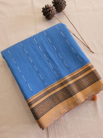 Blue3 Ilkal Cotton Saree Silk Pallu