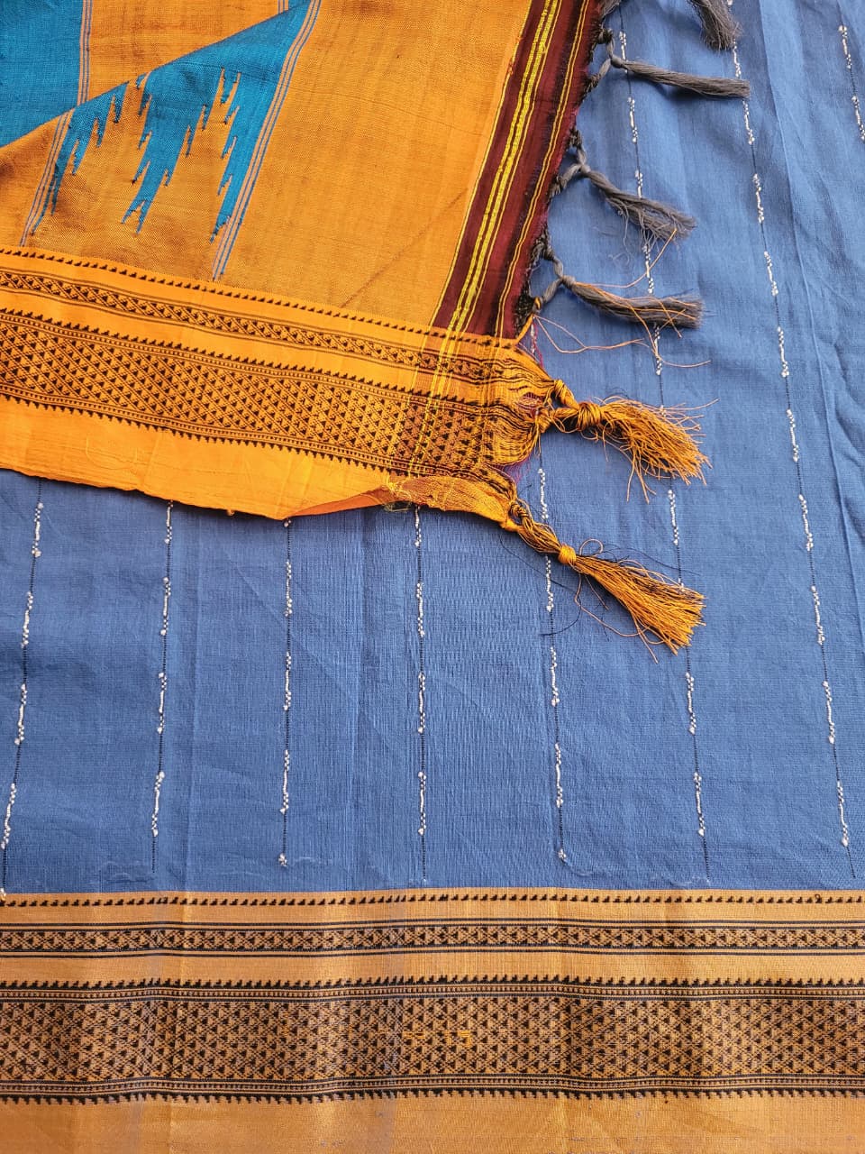 Blue3 Ilkal Cotton Saree Silk Pallu