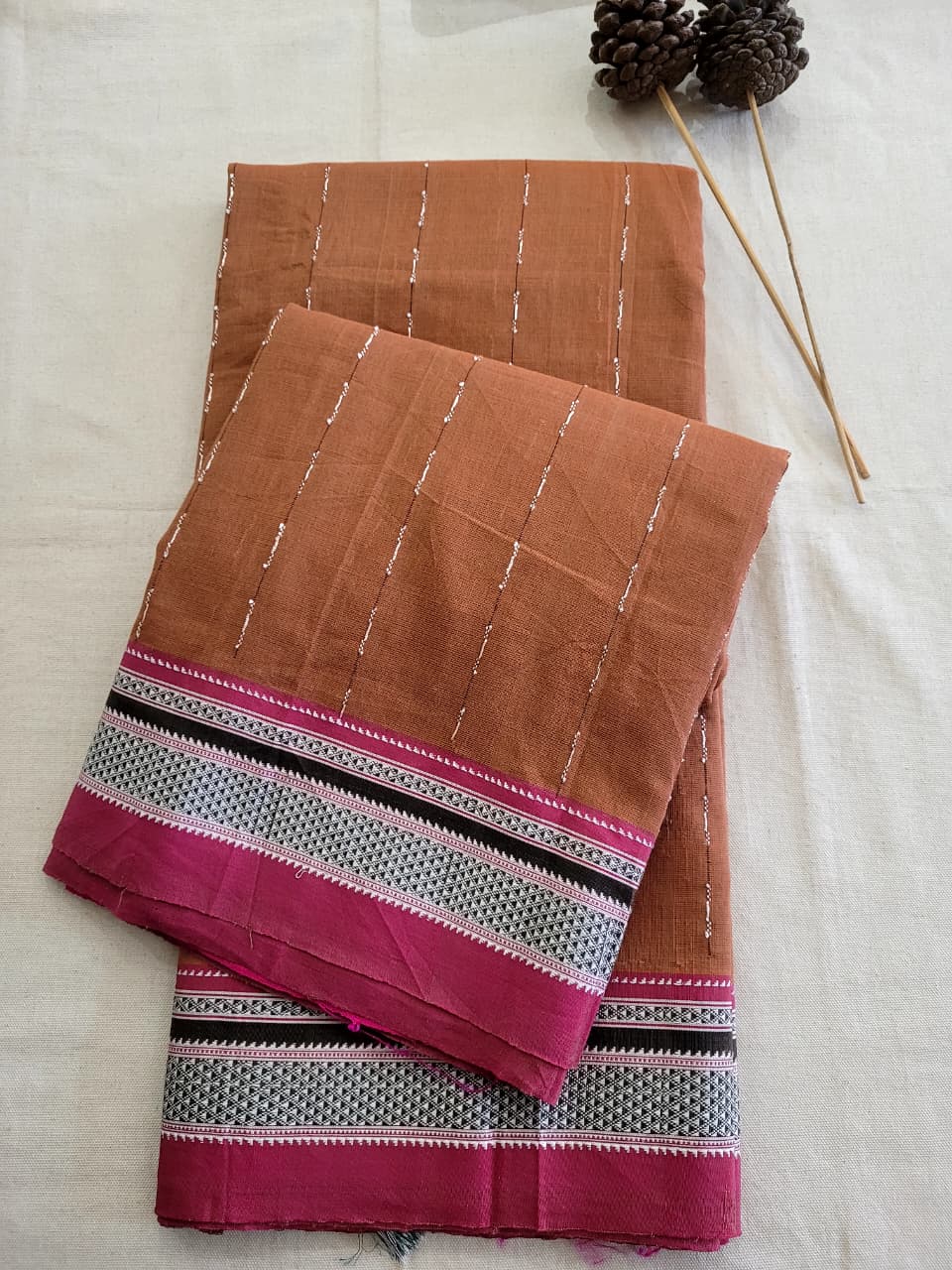 Brown Ilkal Cotton Saree Silk Pallu