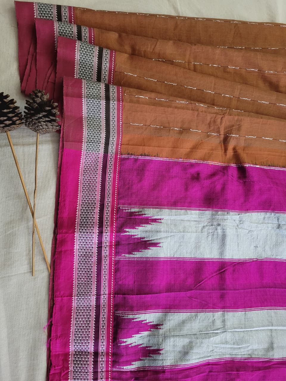 Brown Ilkal Cotton Saree Silk Pallu