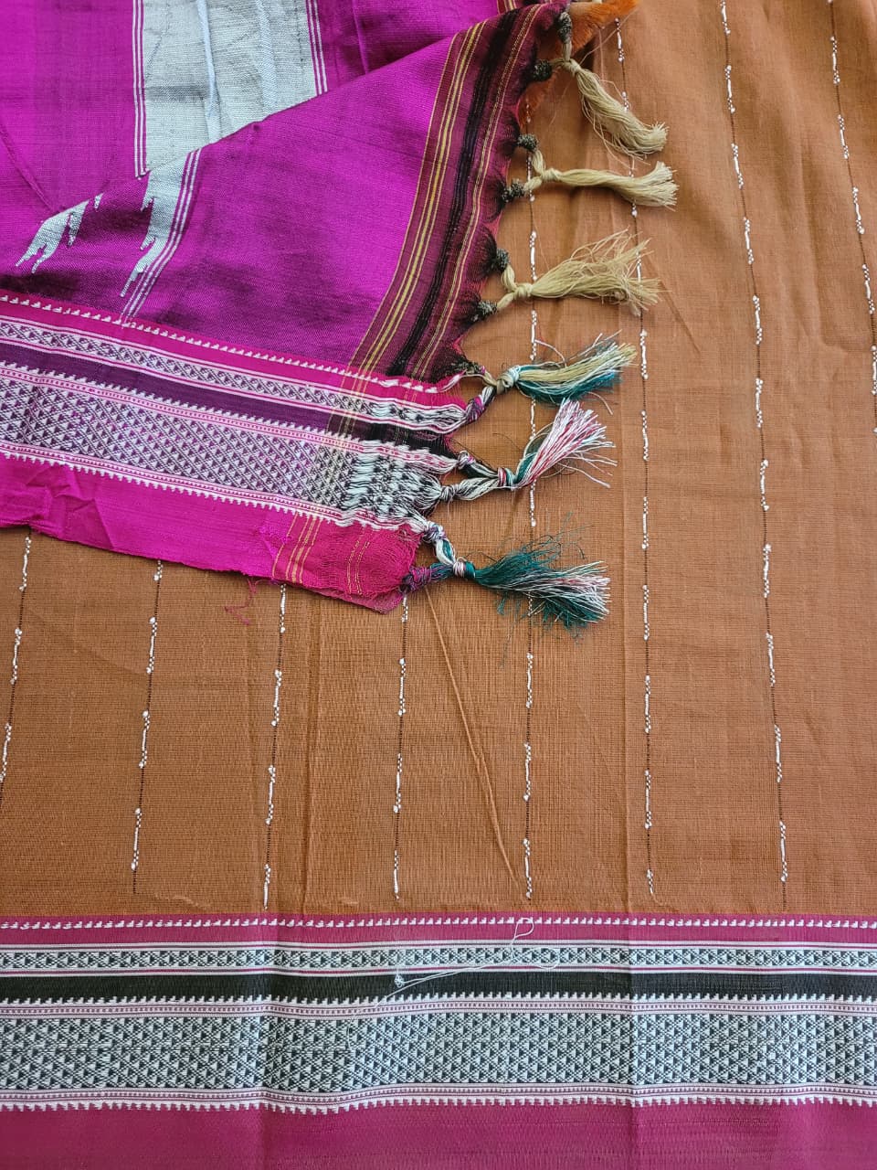 Brown Ilkal Cotton Saree Silk Pallu