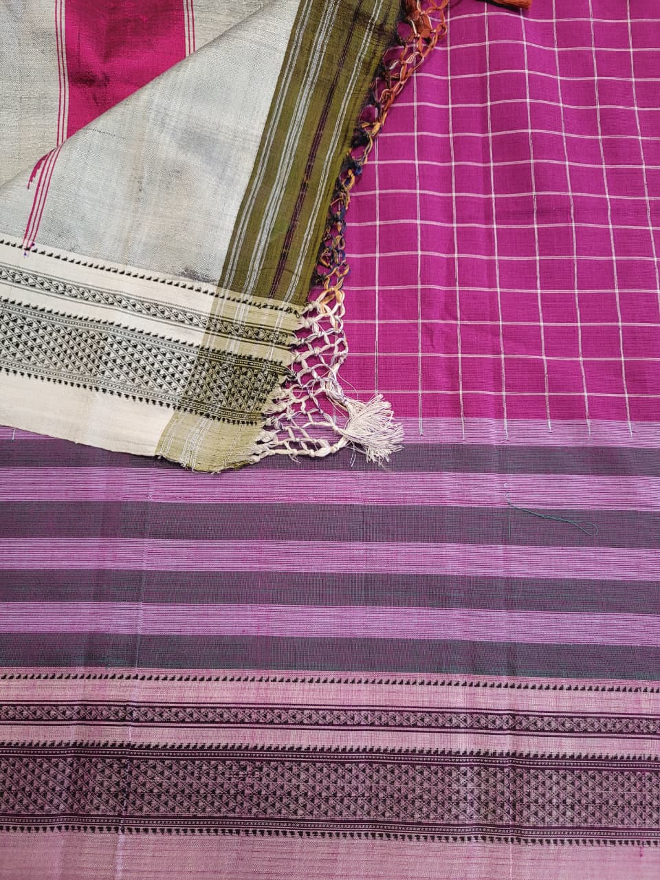 Pink Ilkal Cotton Saree Silk Pallu