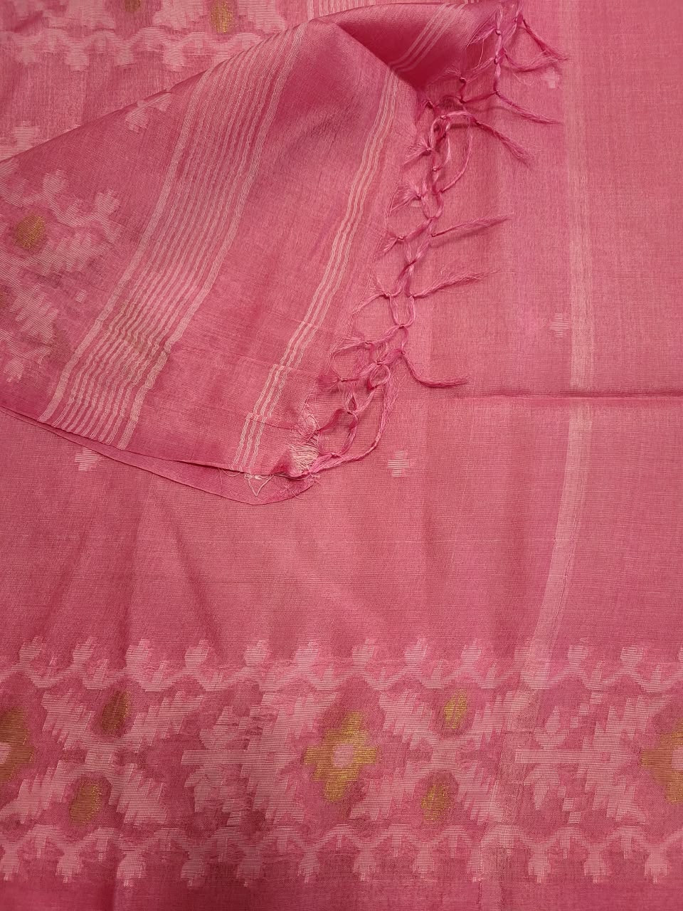Pink Pure Tussar Jamdani Saree
