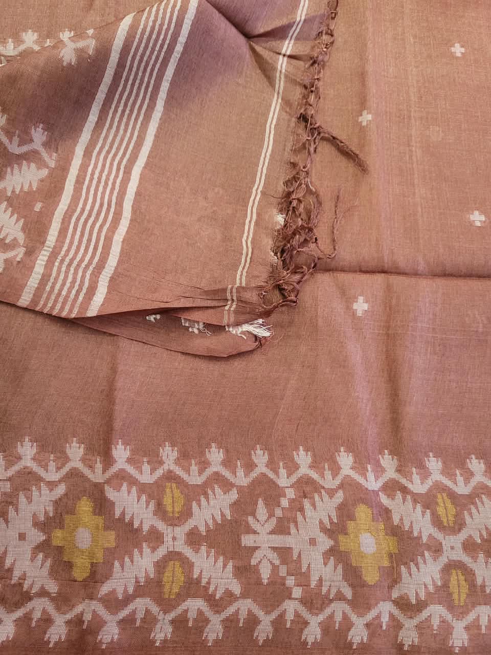 Cherry Pure Tussar Jamdani Saree