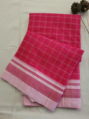 Pink2 Ilkal Cotton Saree Silk Pallu