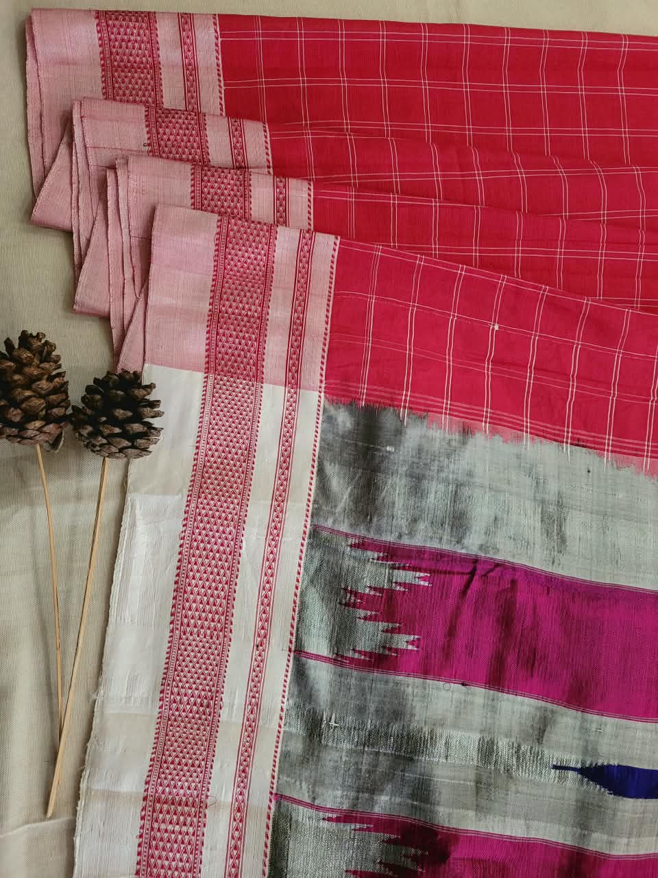 Pink2 Ilkal Cotton Saree Silk Pallu