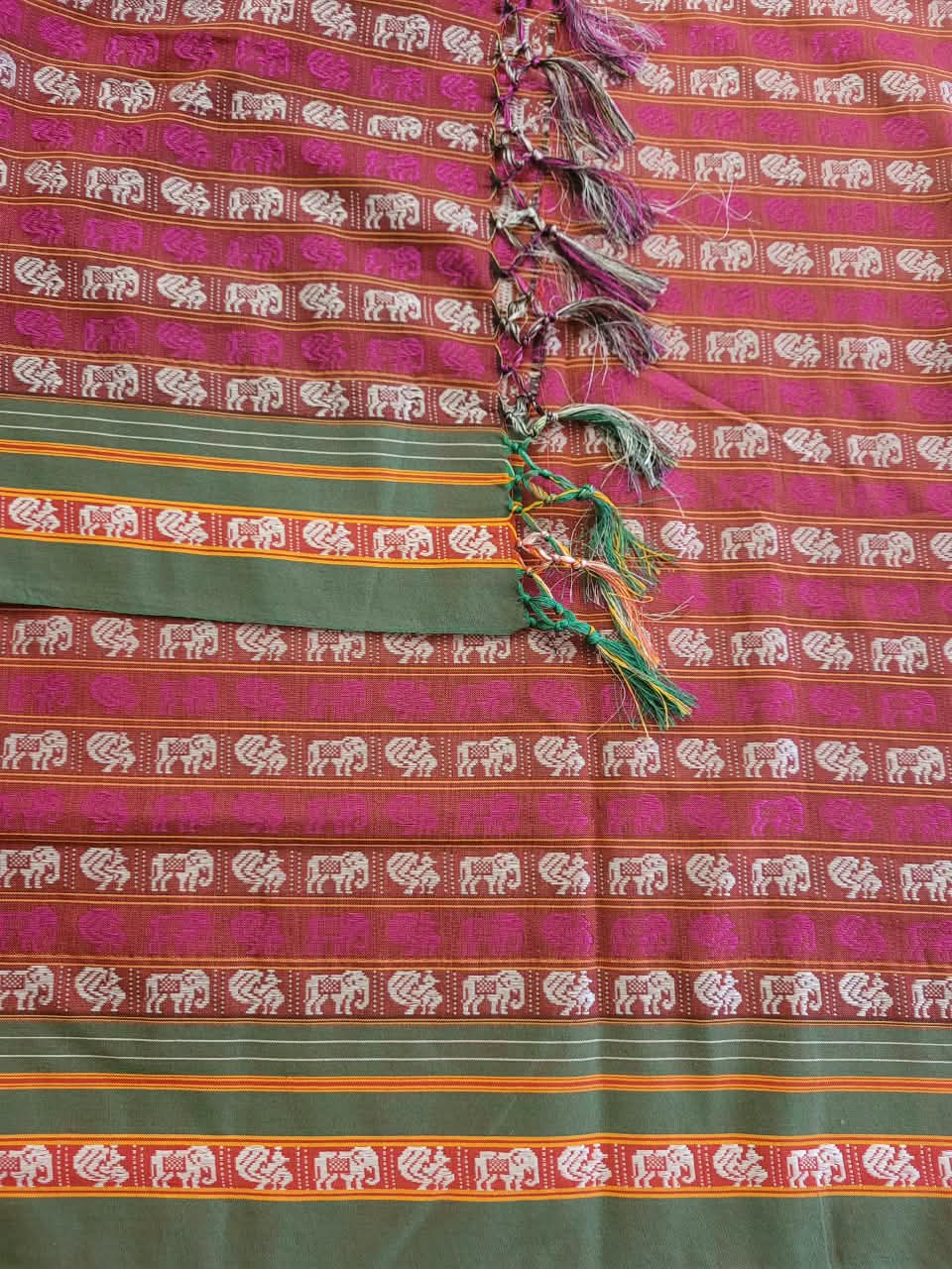 Pink HathiMor Khun Saree