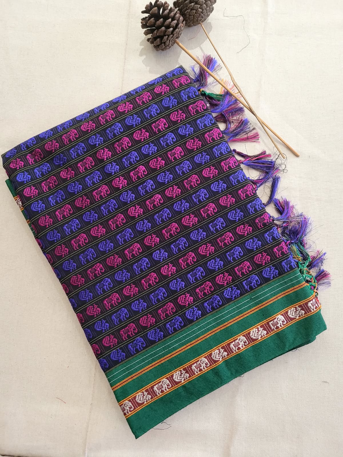 Purple HathiMor Khun Saree