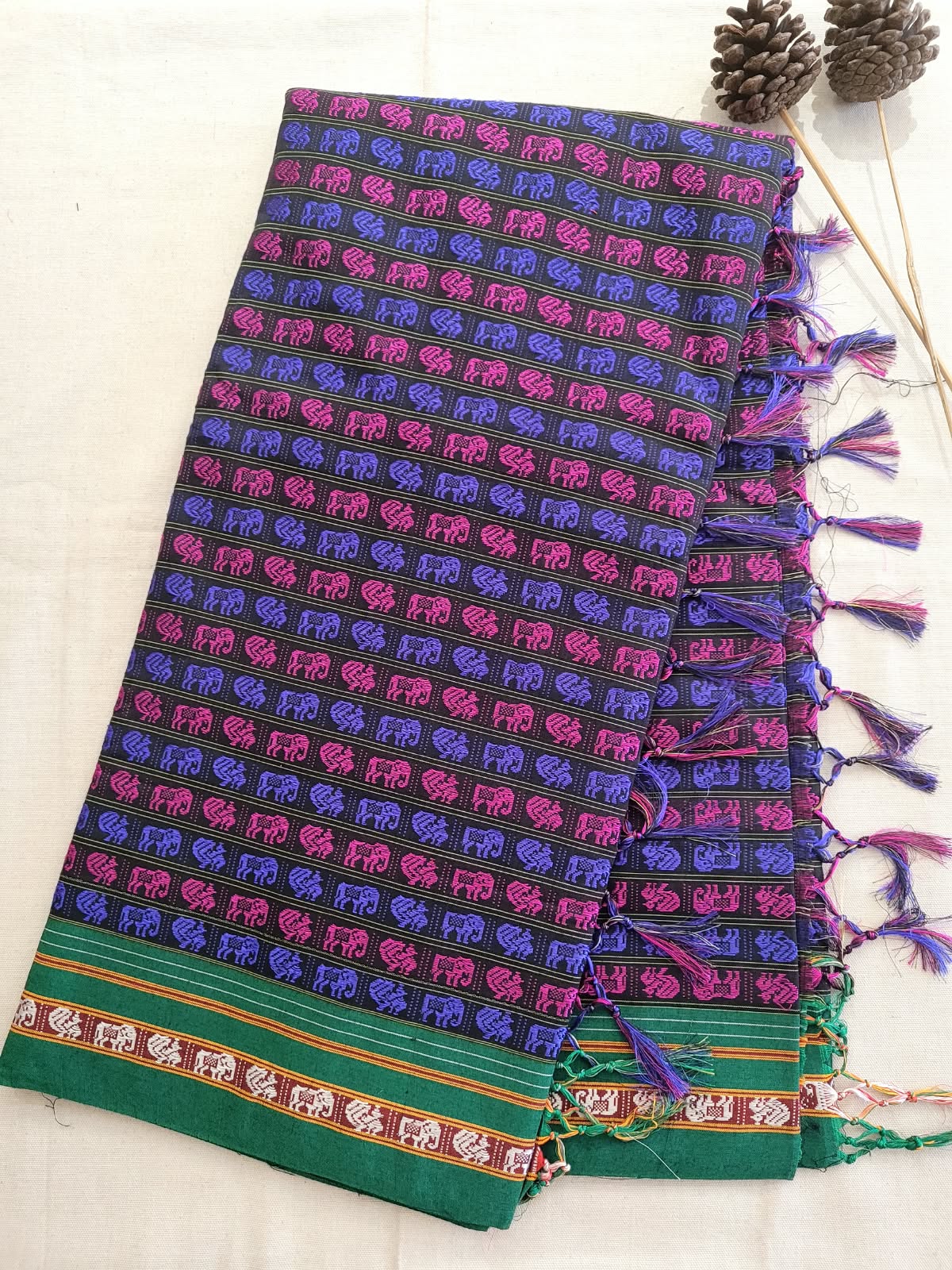 Purple HathiMor Khun Saree