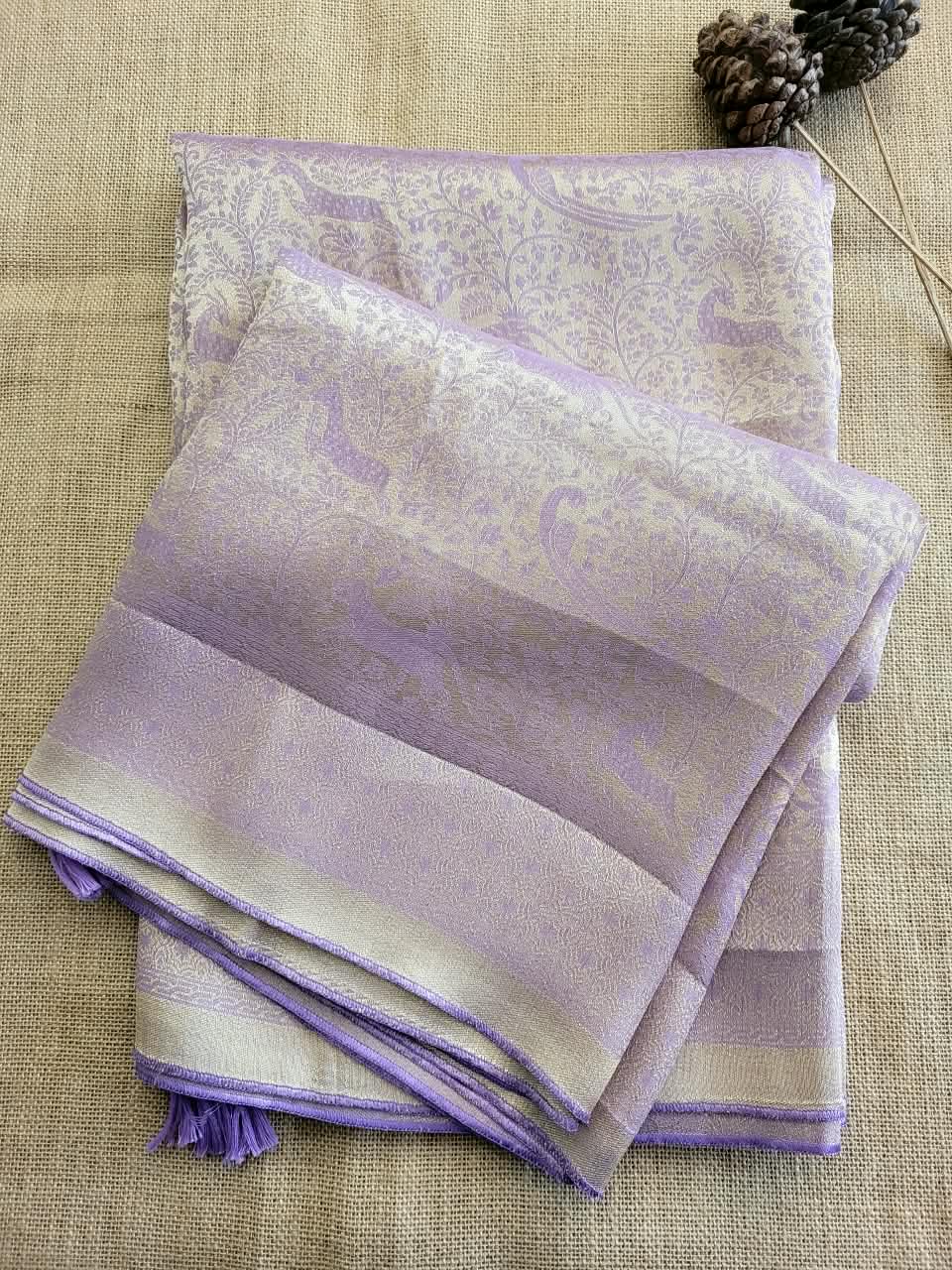 Lavender Tissue Kani Silk Saree
