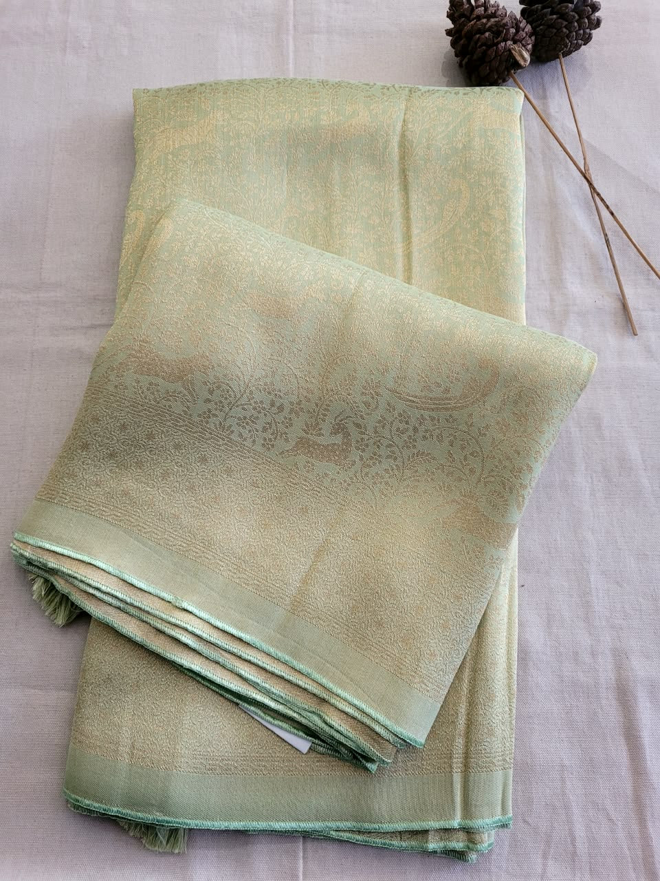 Yellow Tissue Kani Silk Saree