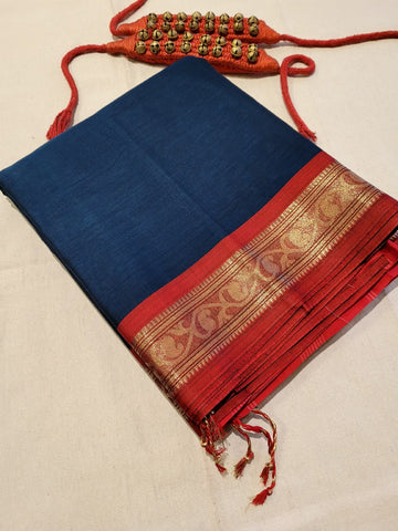 Blue Radha Cotton Silk Saree