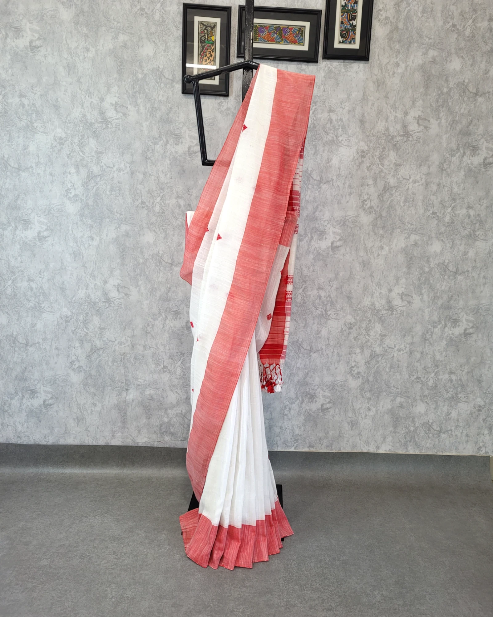 White Karni Linen Saree