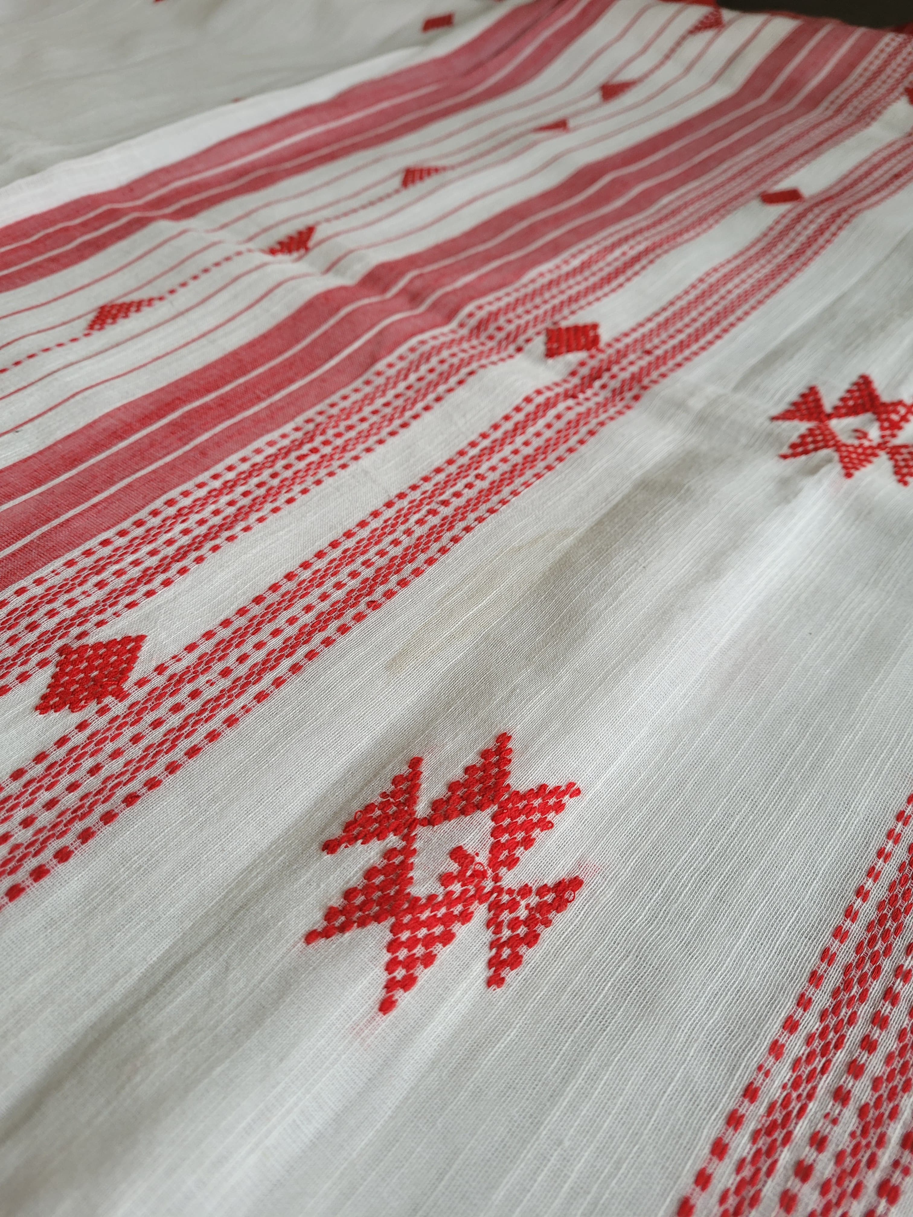 White Karni Linen Saree