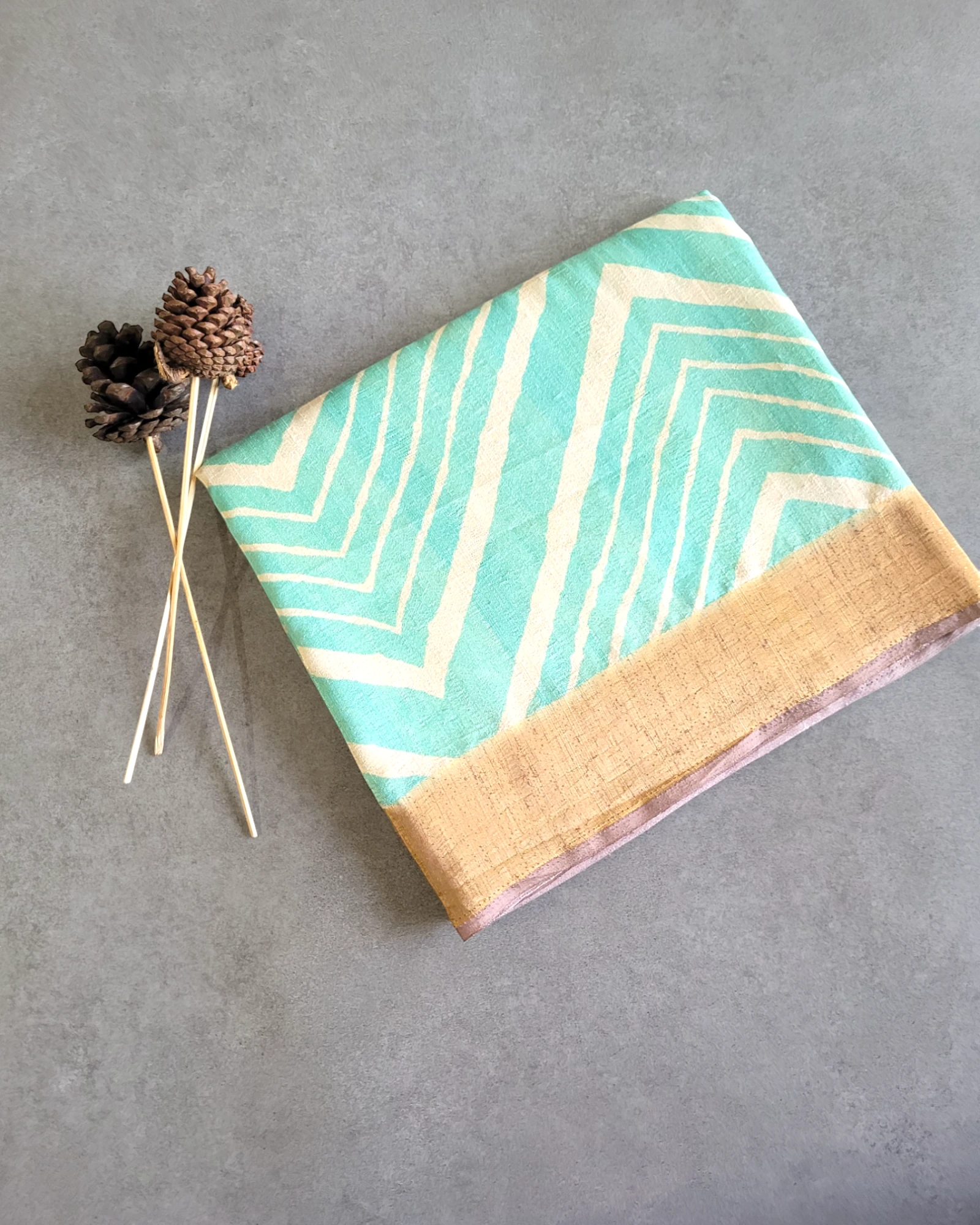 Aqua Lotus Tussar Saree