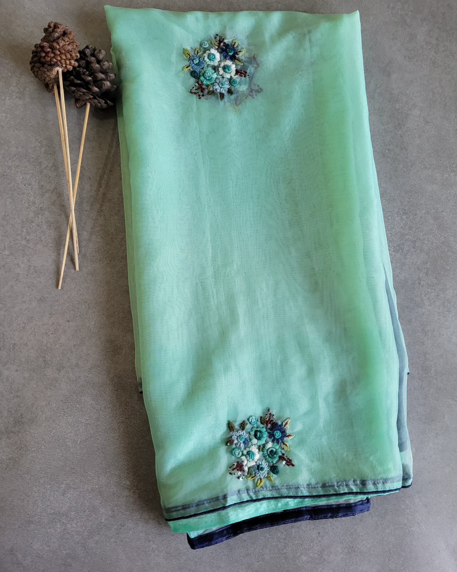 Green Patakha Organza Saree