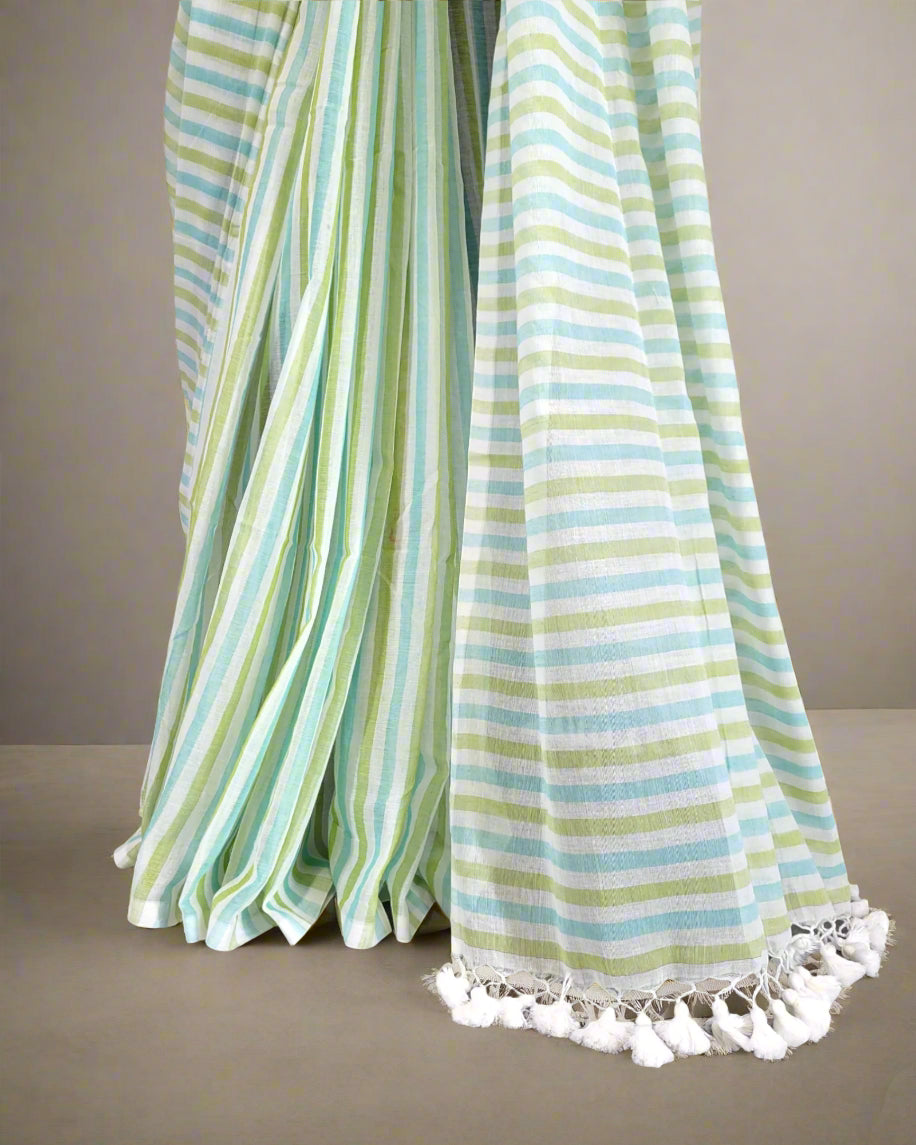 Green Dori Mulmul Saree