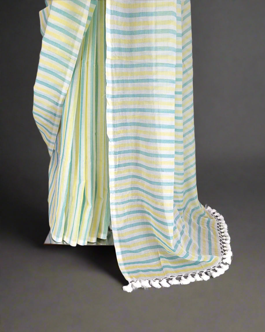 Blue Dori Mulmul Saree