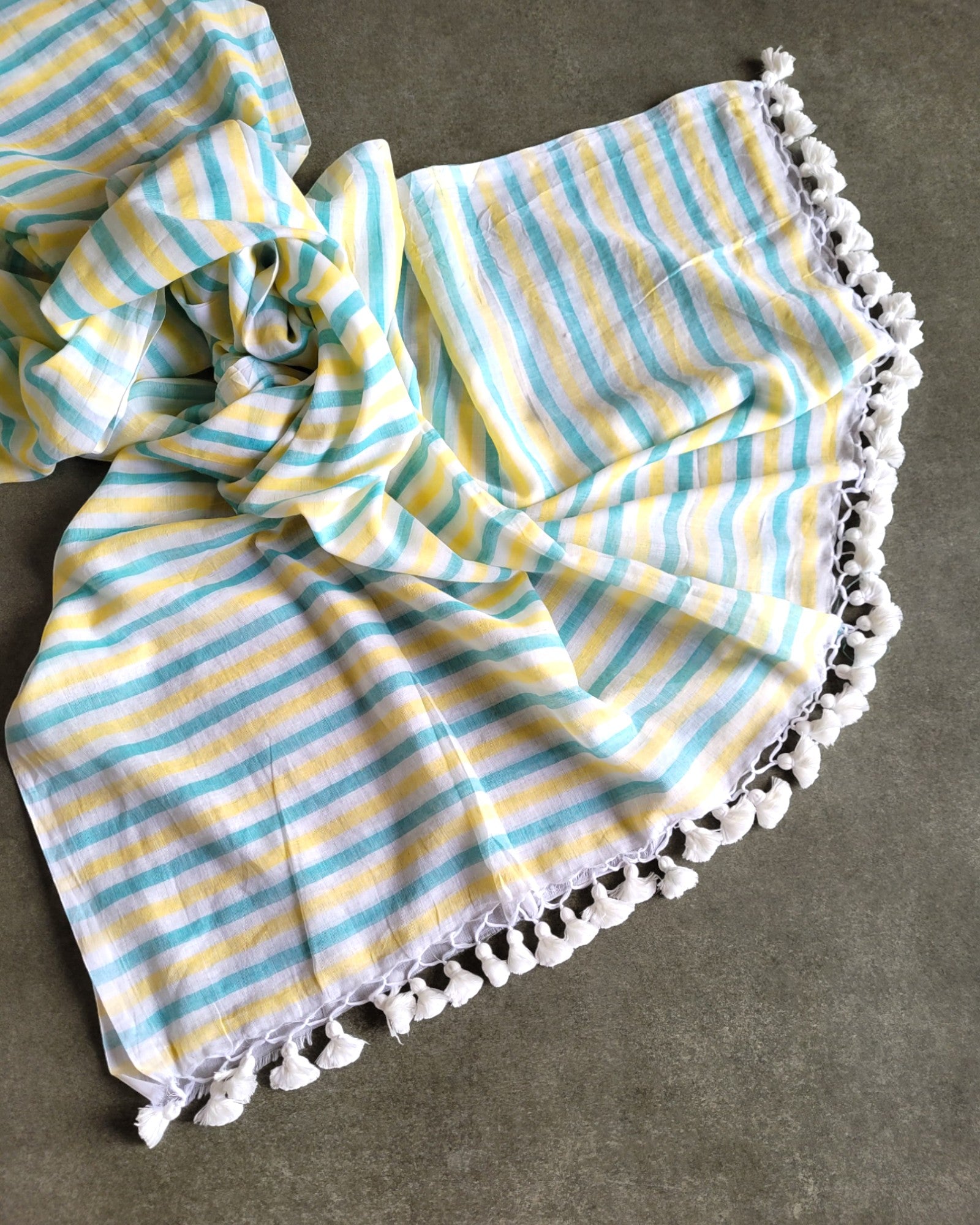 Blue Dori Mulmul Saree