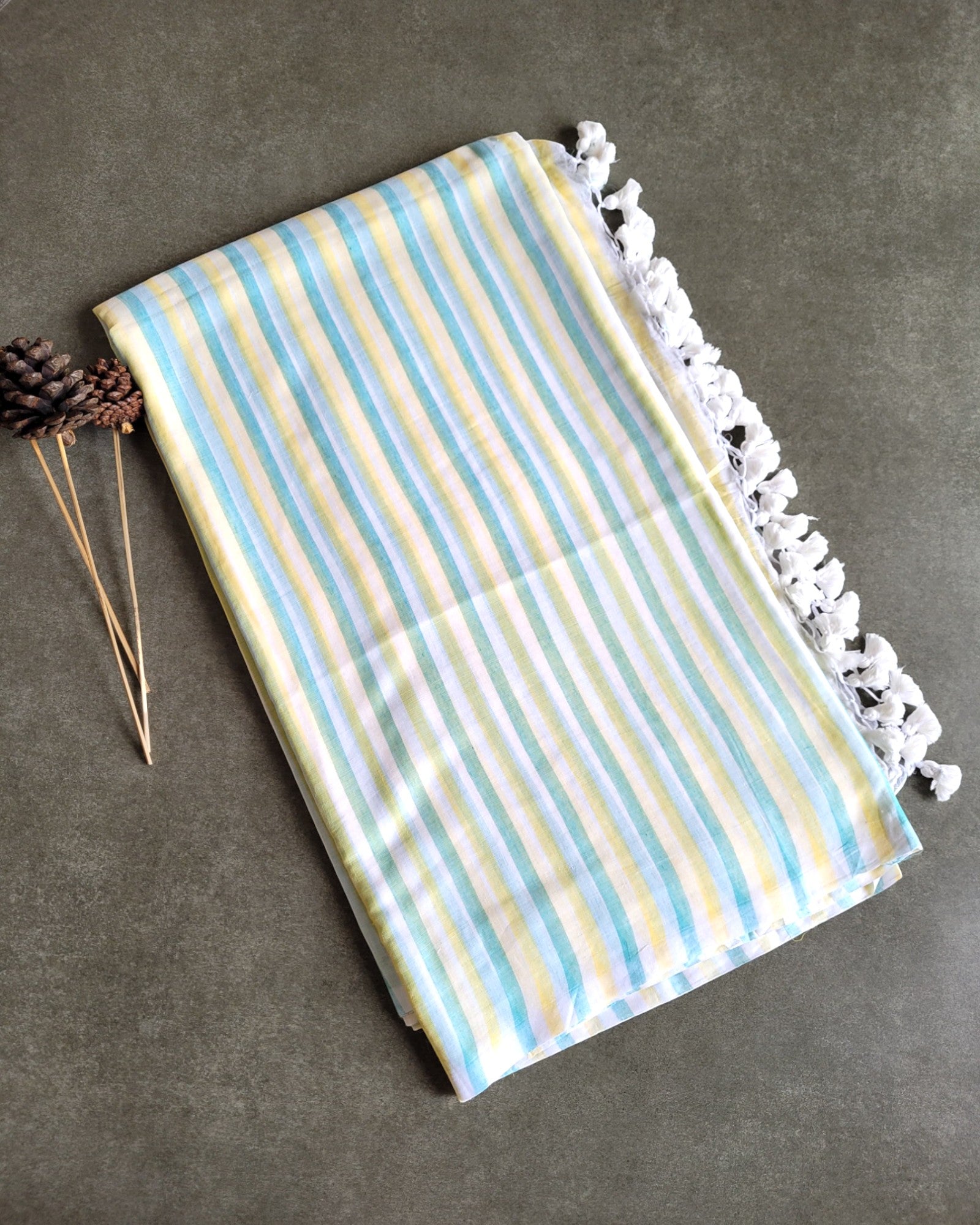 Blue Dori Mulmul Saree