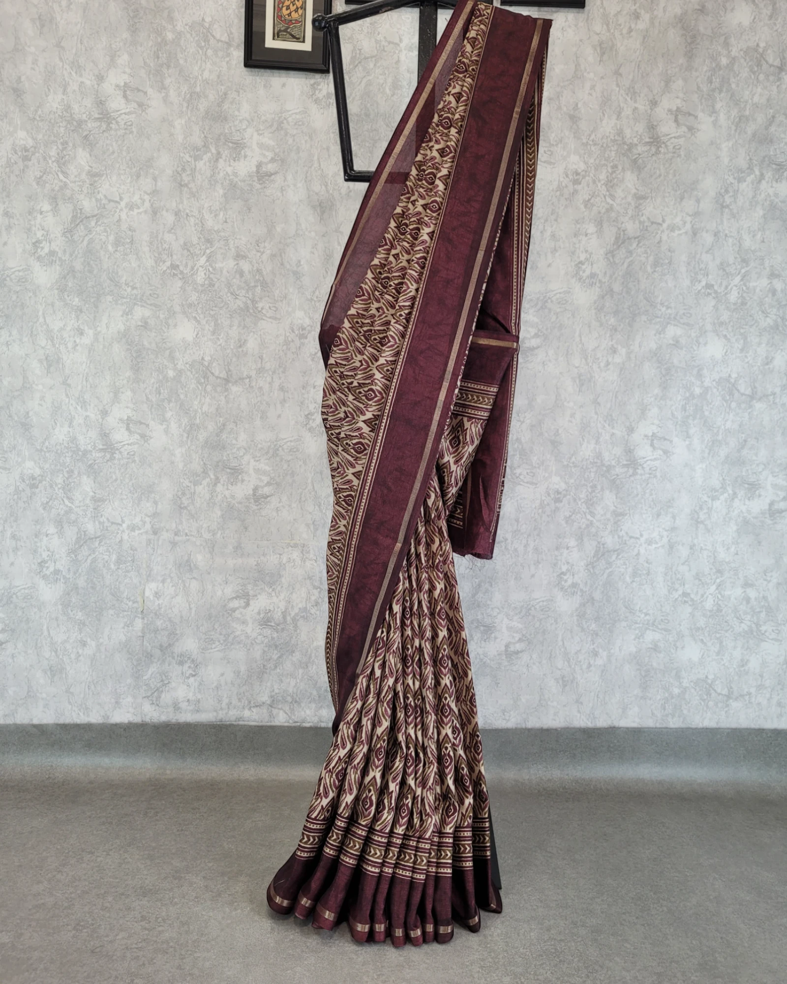 Maroon Krisha Synthetic saree