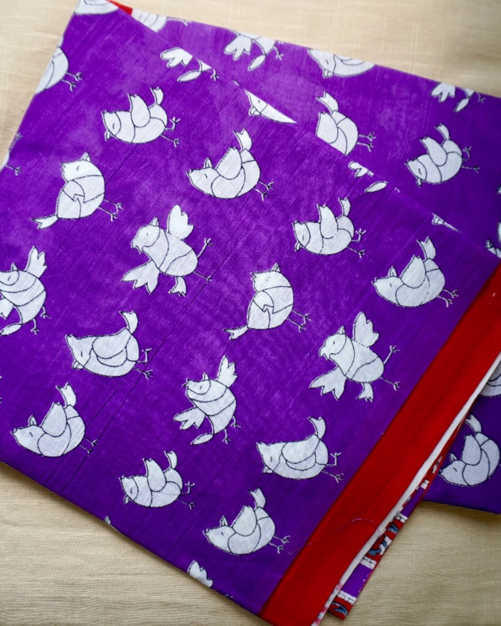 Purple Panchi Mul Saree