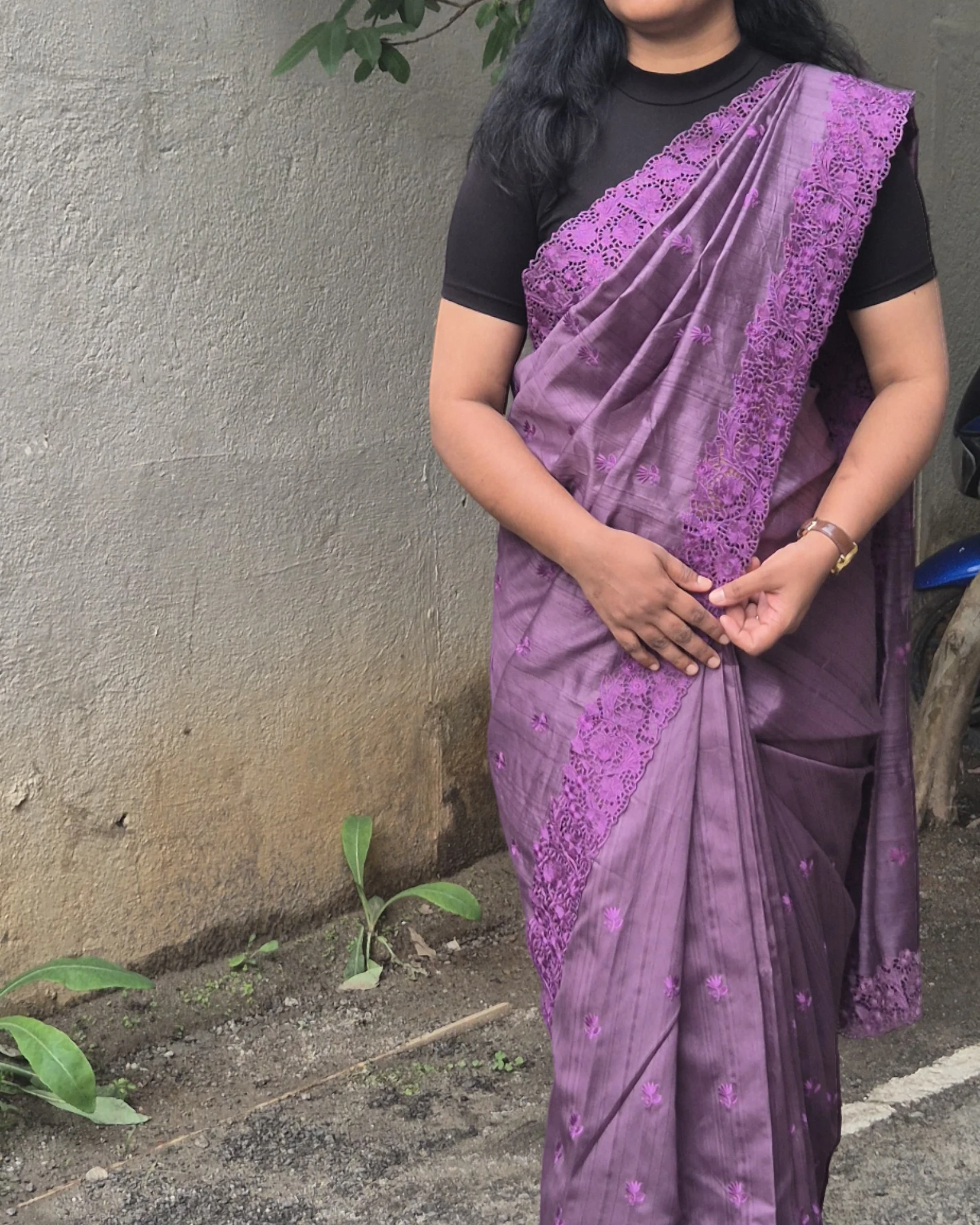 Purple Mahi Tusssar saree