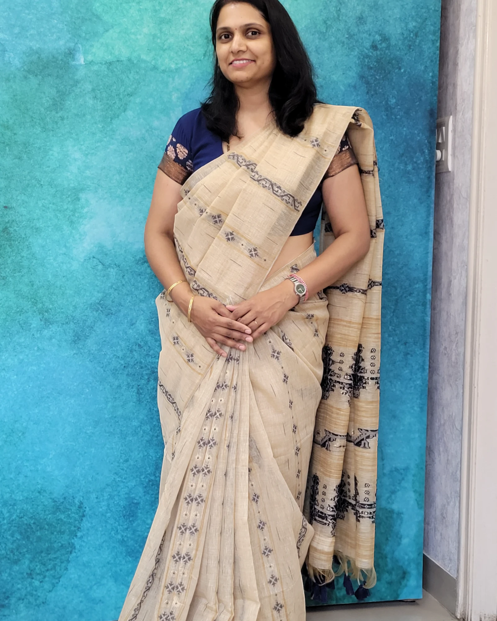 Denim Shreya Tussar saree