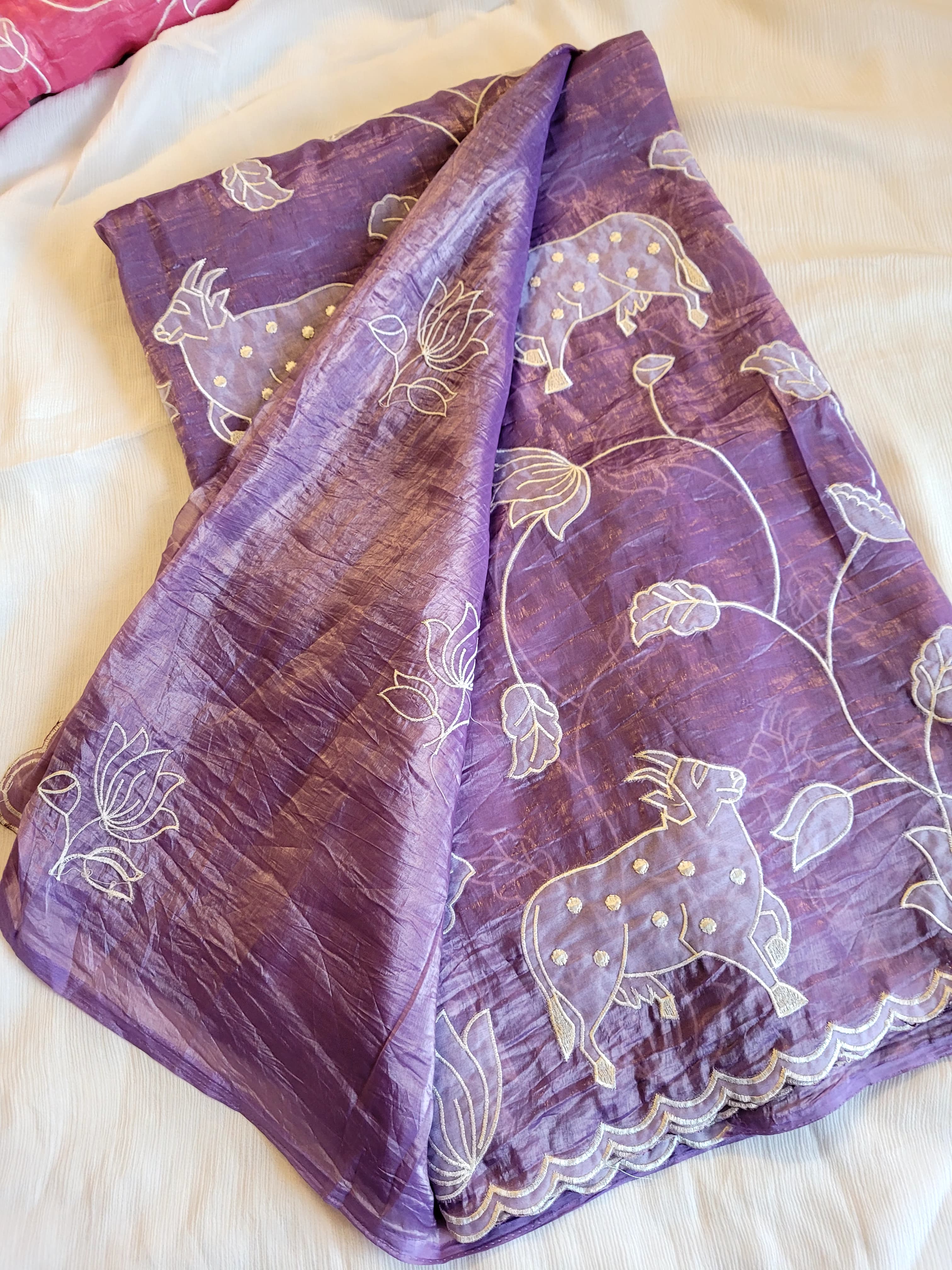 Purple Tarini Saree (Lotus Embriodered Blouse)