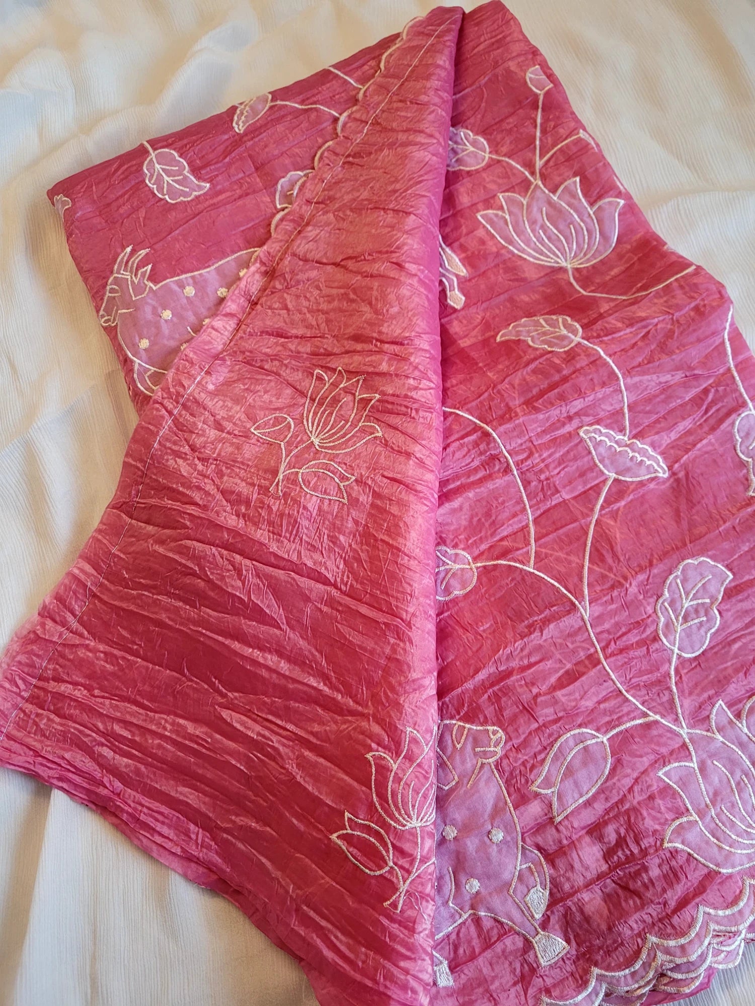 Pink Tarini Saree (Lotus Embriodery Blouse)